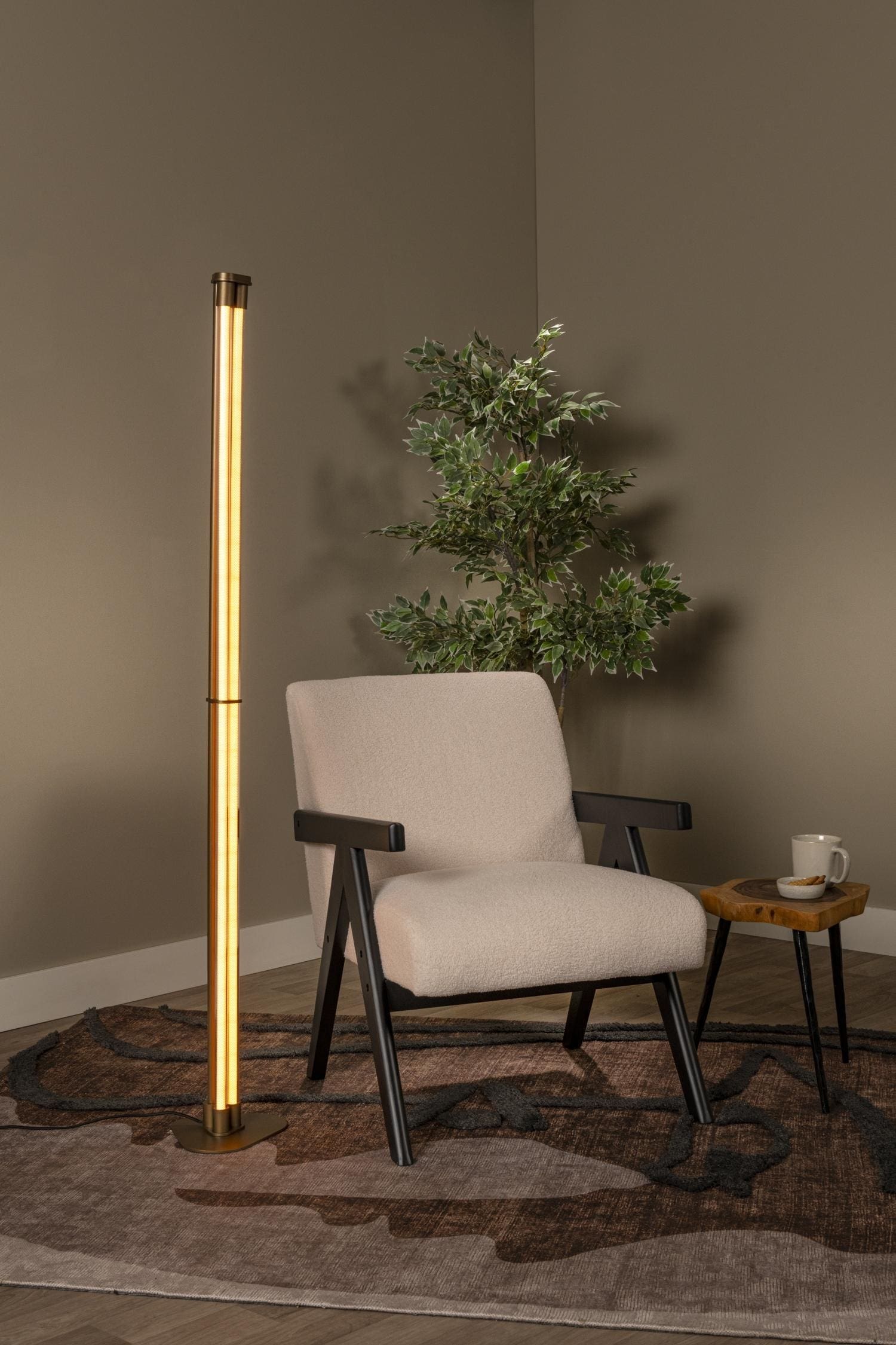 Janderin Vloerlamp Led Dimb. Cct 2x17w 2200k/3300k - Champagne Kleur | Vibes Lucide Vloerlamp 24705/34/05