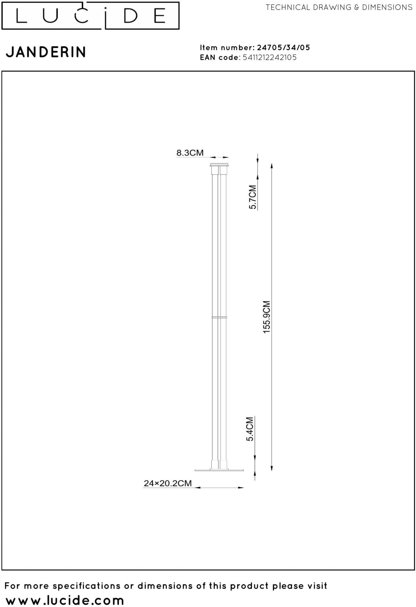 Janderin Vloerlamp Led Dimb. Cct 2x17w 2200k/3300k - Champagne Kleur | Vibes Lucide Vloerlamp 24705/34/05