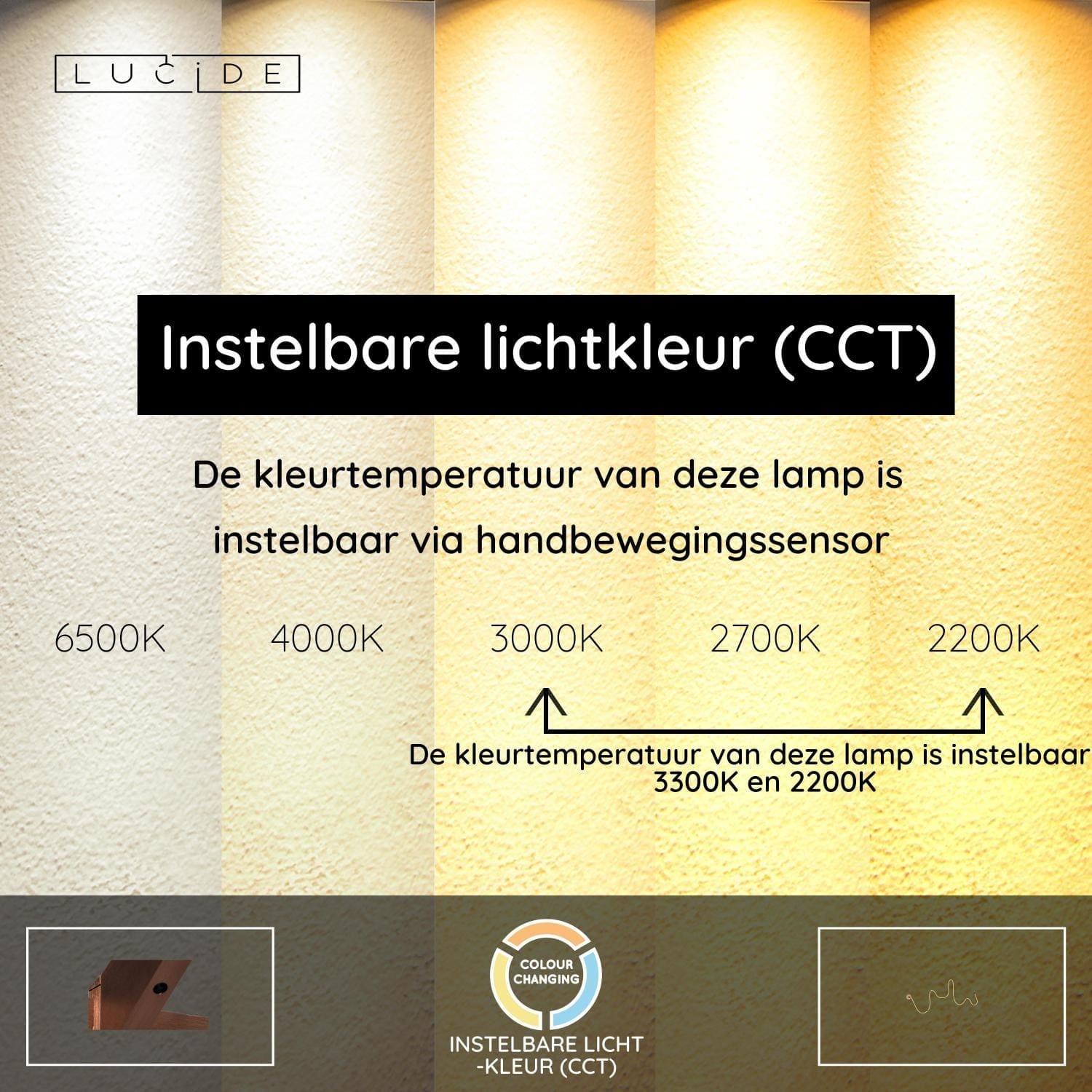 Janderin Wandlamp Led Dimb. Cct 1x48w 2200k/3300k - Champagne Kleur | Vibes Lucide Wandlamp 24205/54/05
