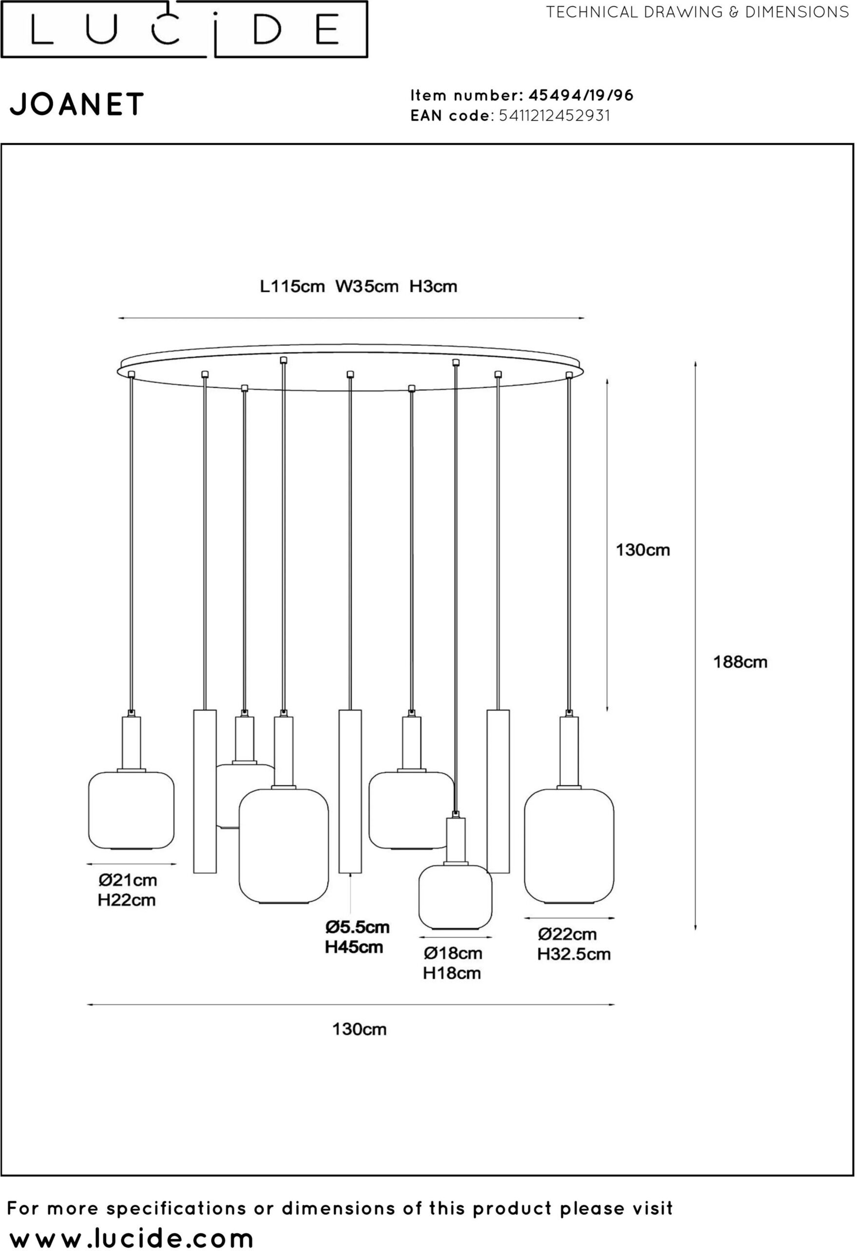Joanet Hanglamp - Messing Lucide Hanglamp 45494/19/96