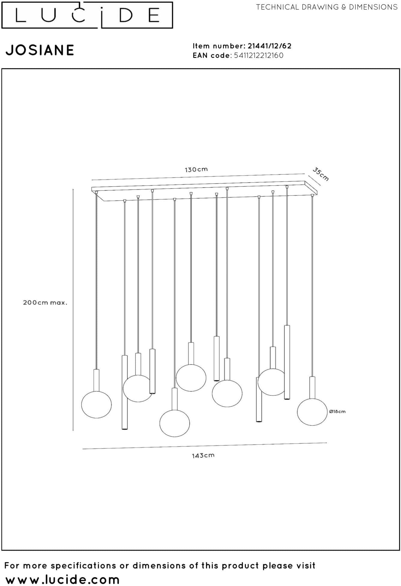 Josiane Hanglamp - Zwart | Vibes Lucide Hanglamp 21441/12/62