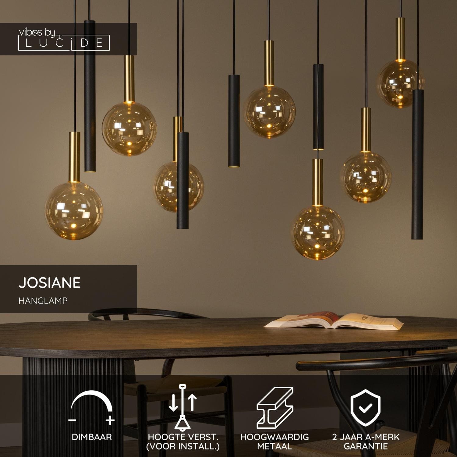 Josiane Hanglamp - Zwart | Vibes Lucide Hanglamp 21441/12/62