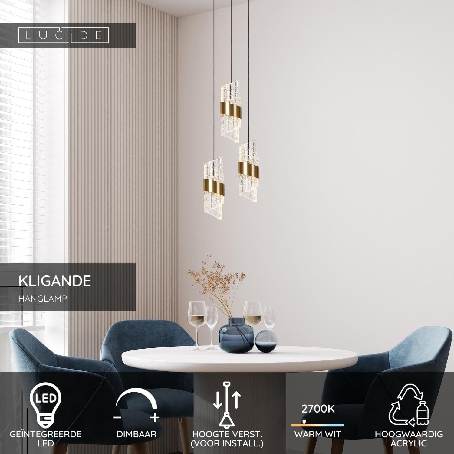 Kligande Hanglamp Ø25 cm Led Dimb. - Mat Goud / Messing Lucide Hanglamp 13496/21/02