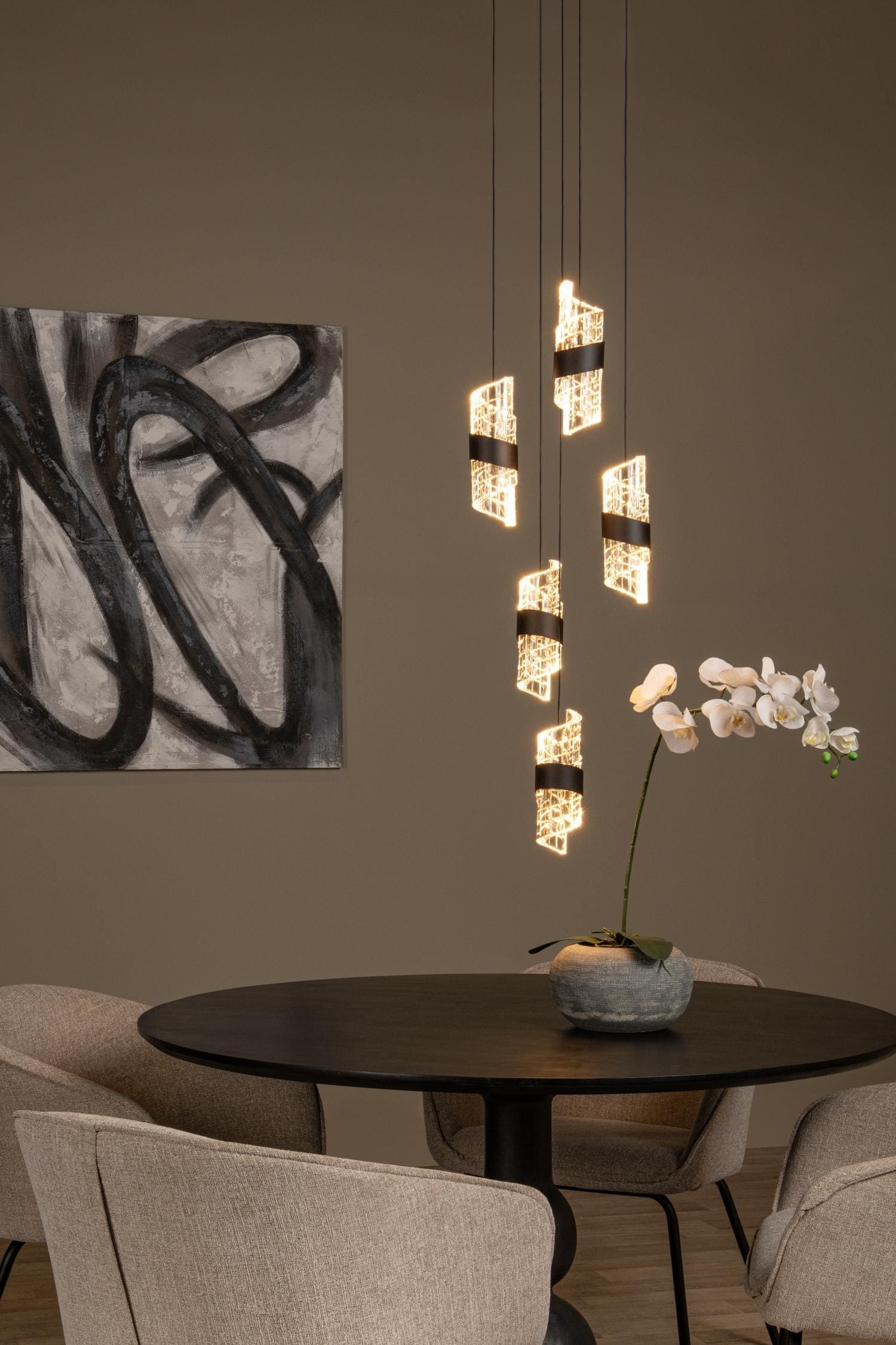 Kligande Hanglamp Ø30 cm Led Dimb. - Zwart Lucide Hanglamp 13496/36/30