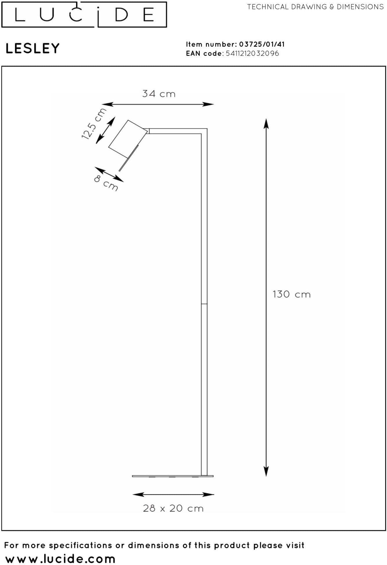 Lesley Leeslamp - Taupe Lucide Vloerlamp 03725/01/41