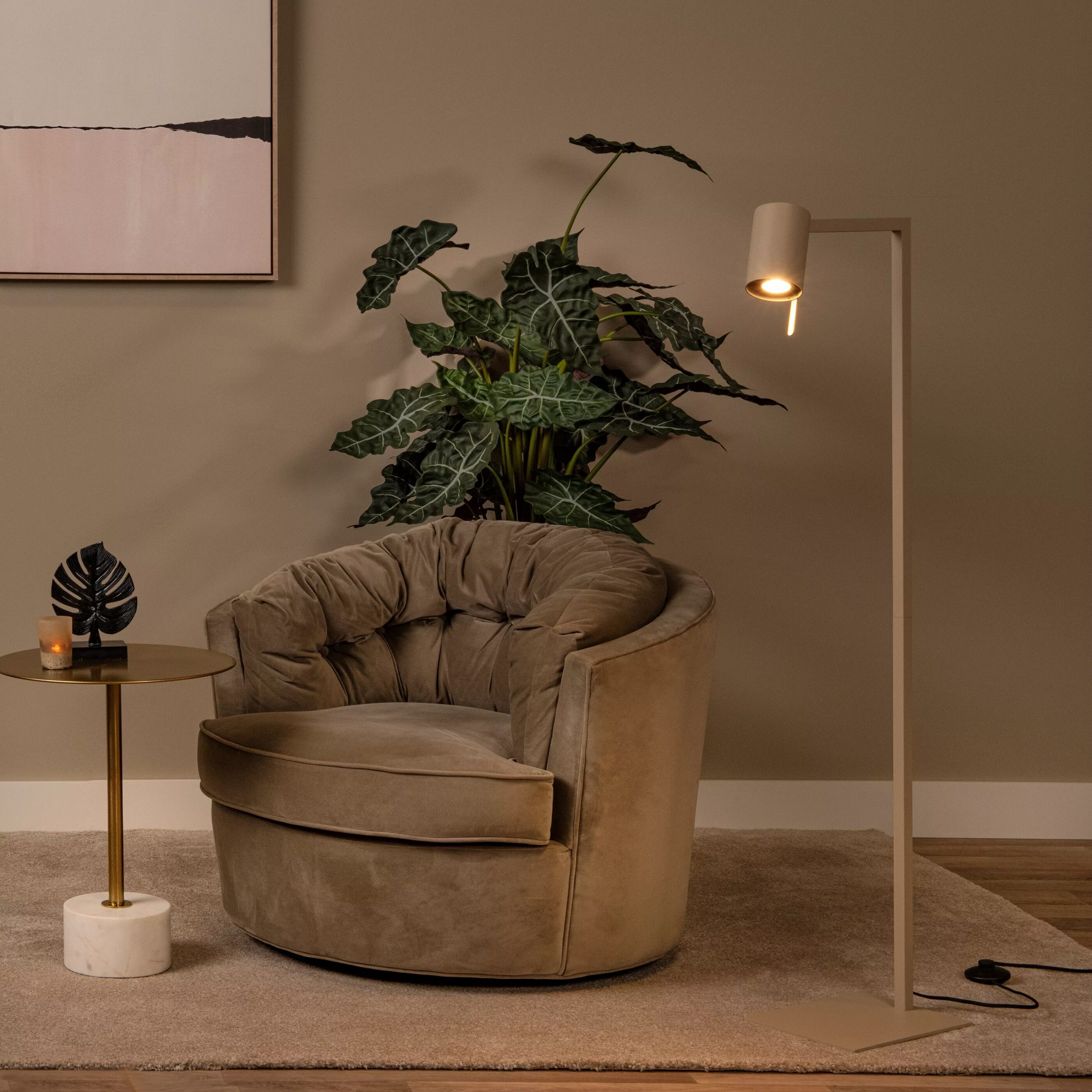 Lesley Leeslamp - Taupe Lucide Vloerlamp 03725/01/41