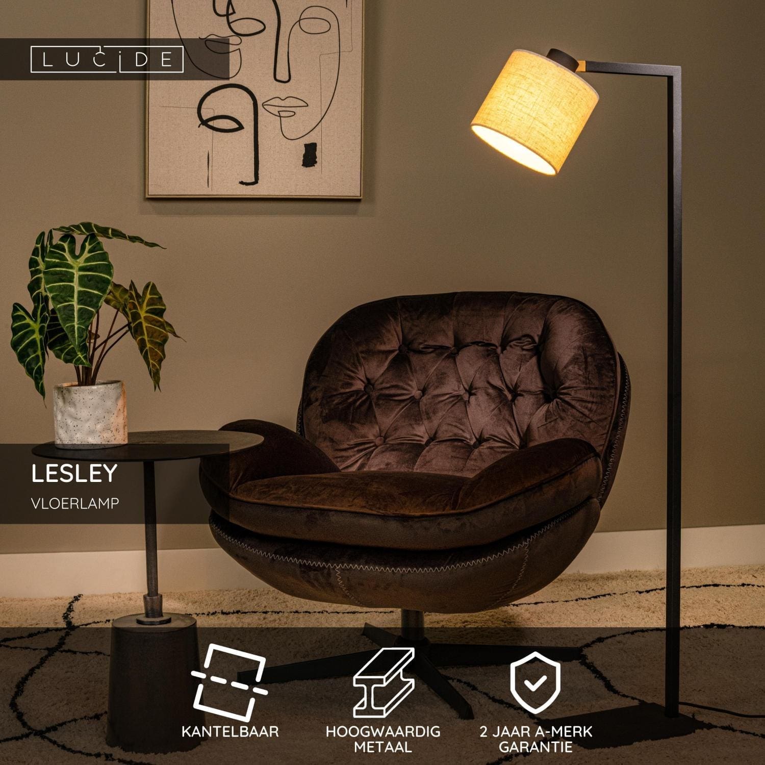 Lesley Vloerlamp - Zwart Lucide Vloerlamp 03750/81/30