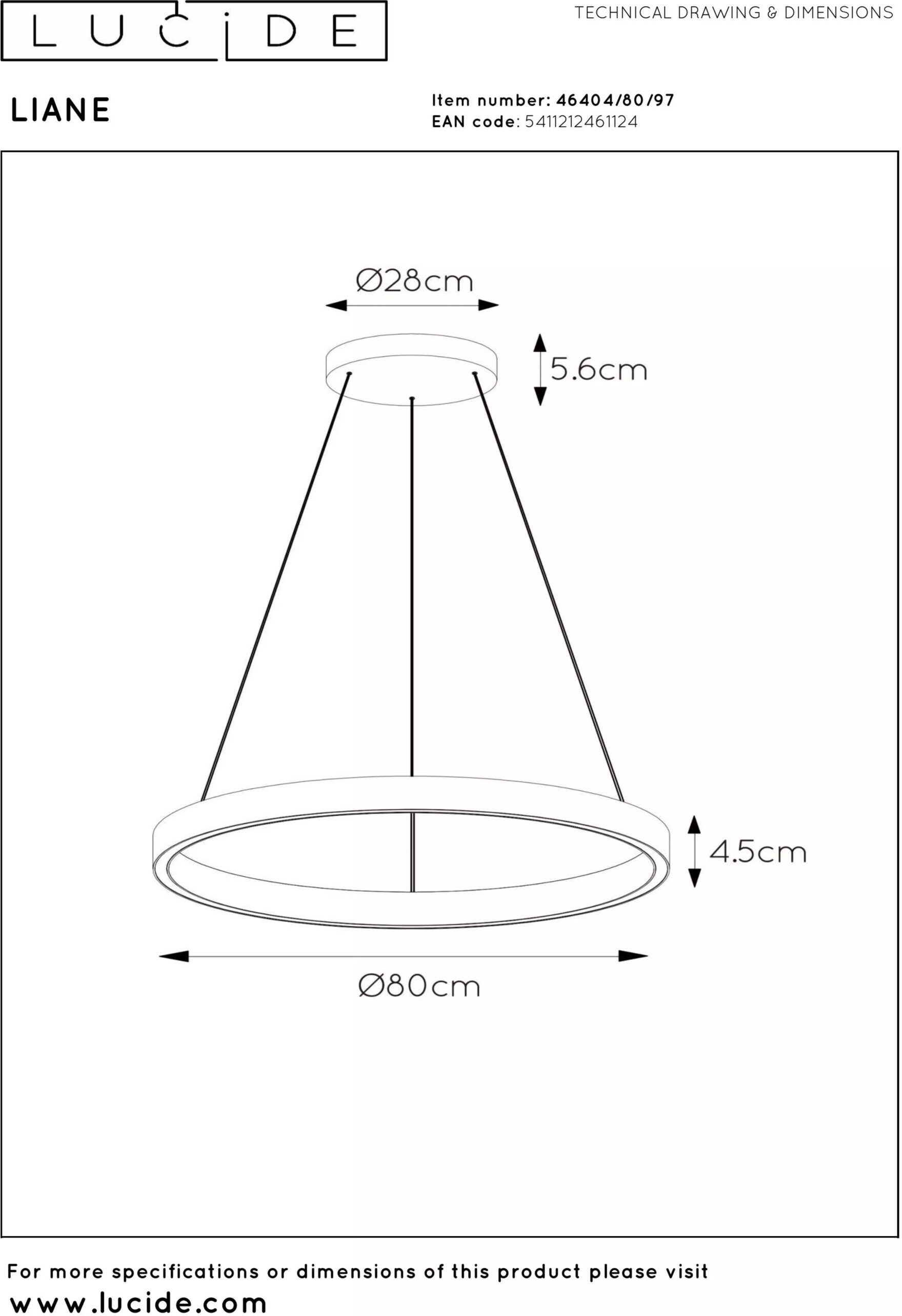 Liane Hanglamp Ø80 cm Led Dimb. Cct - Roest Bruin | Vibes Lucide Hanglamp 46404/80/97