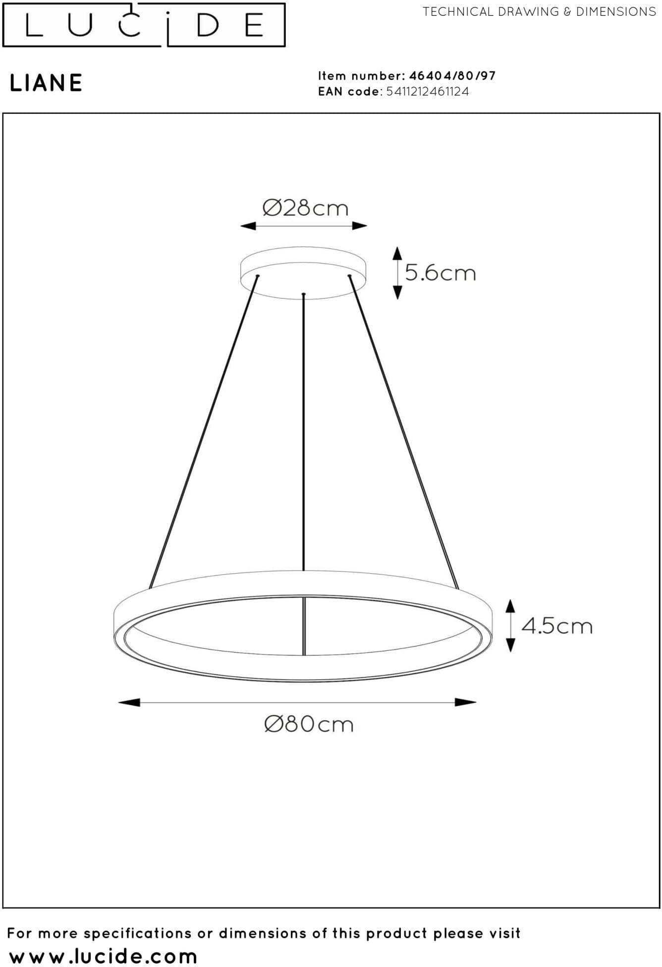 Liane Hanglamp Ø80 cm Led Dimb. Cct - Roest Bruin | Vibes Lucide Hanglamp 46404/80/97