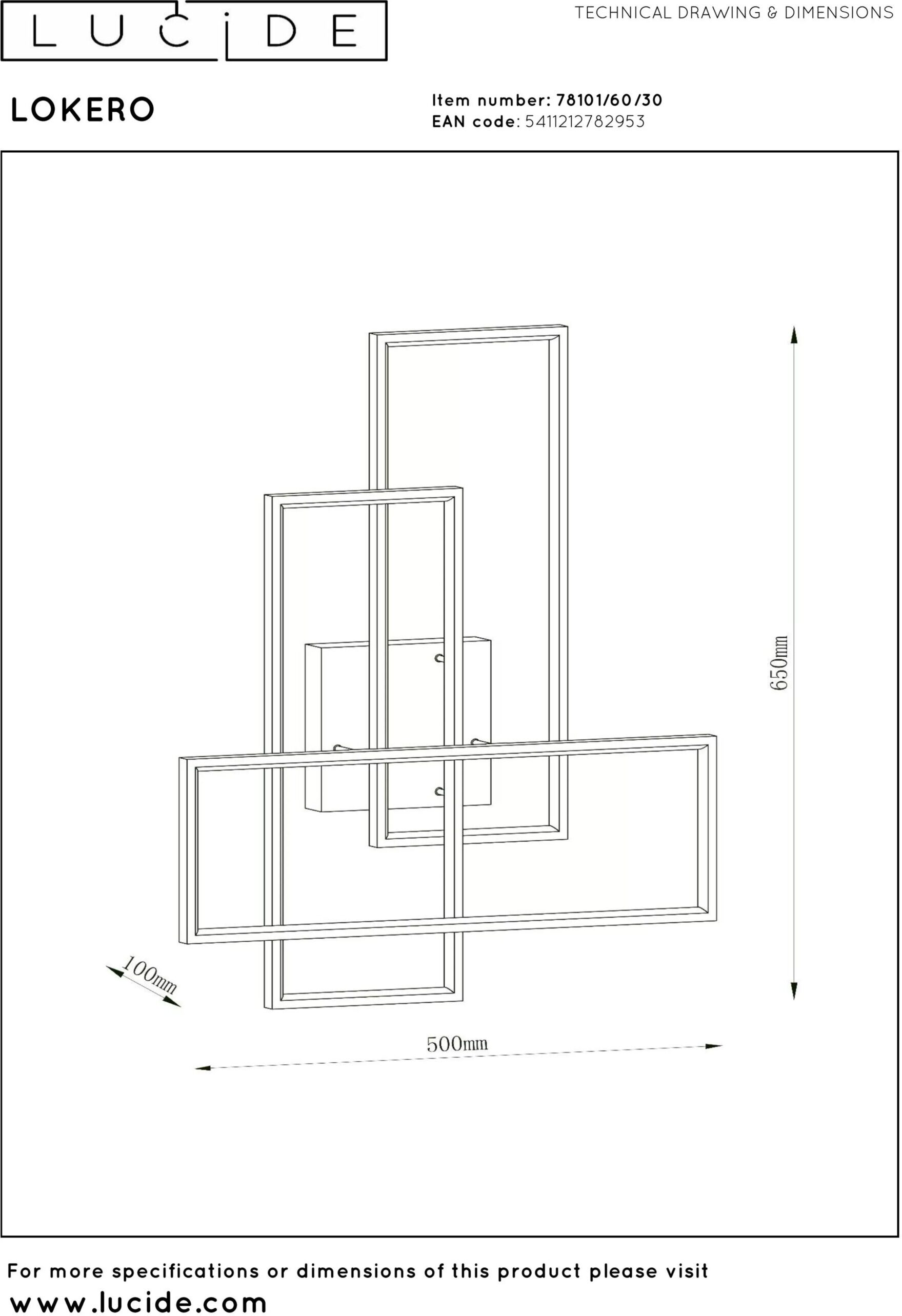 Lokero Plafonnière Led Dimb. Cct - Zwart Lucide Plafondlamp 78101/60/30