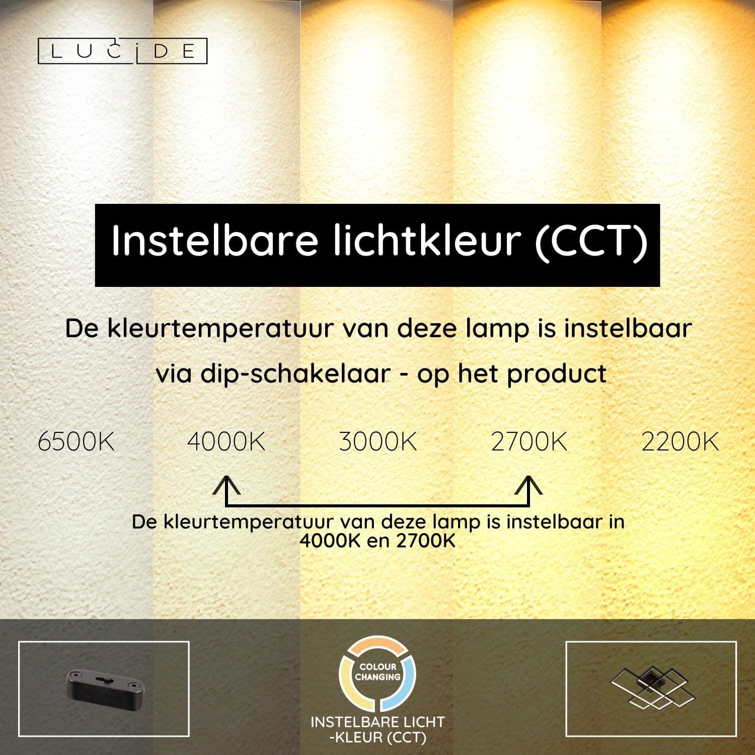 Lokero Plafonnière Led Dimb. Cct - Zwart Lucide Plafondlamp 78101/60/30