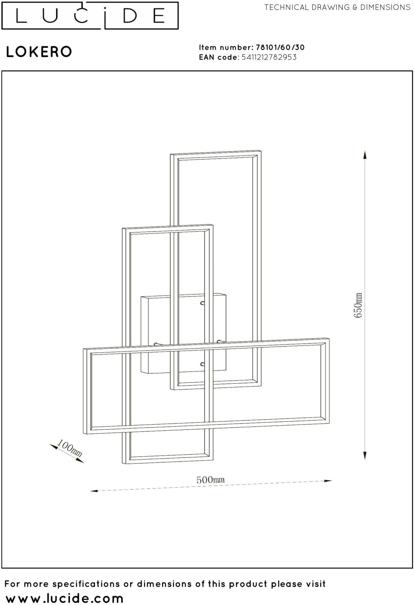 Lokero Plafonnière Led Dimb. Cct - Zwart Lucide Plafondlamp 78101/60/30