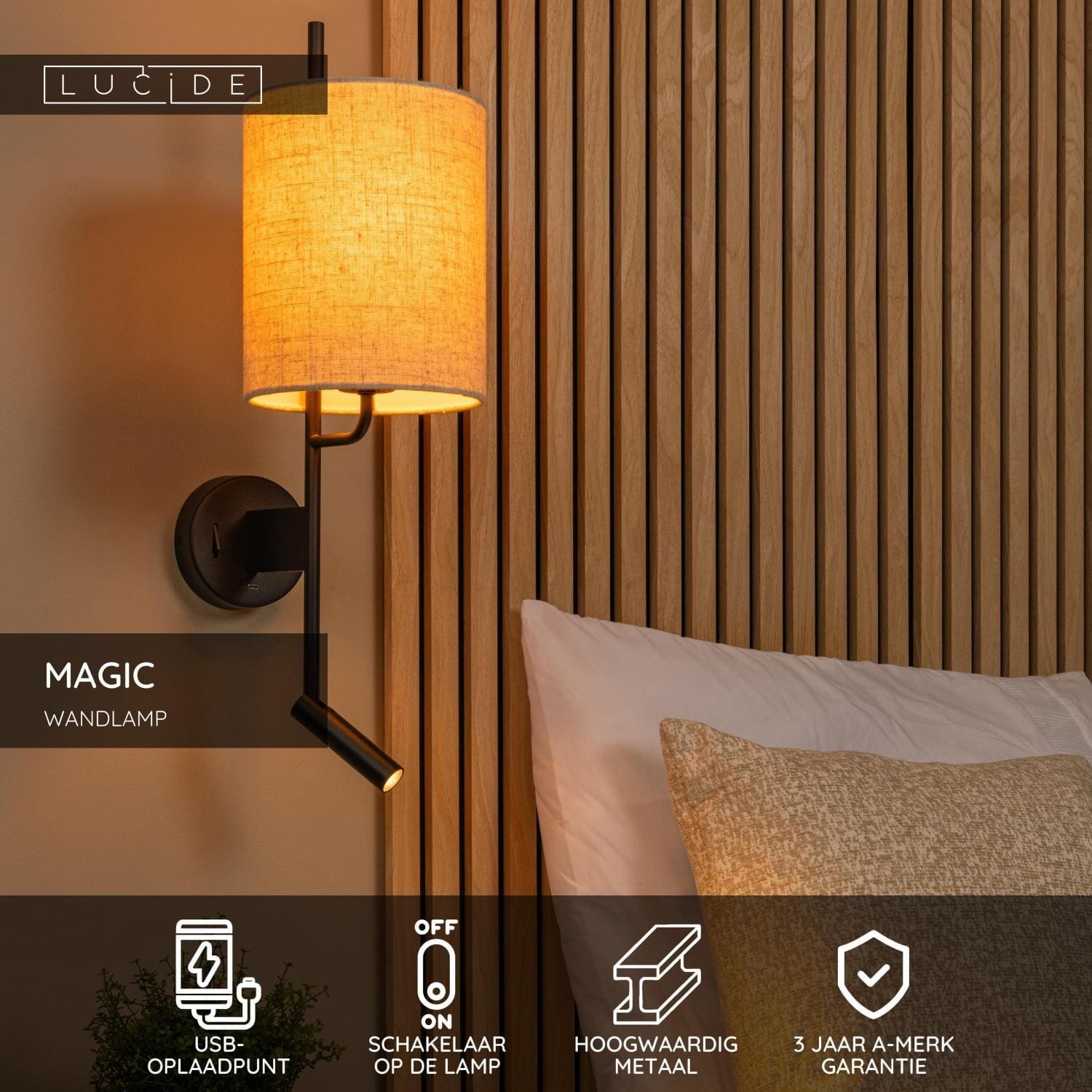 Magic Wandlamp 1xe27 - Zwart Lucide Wandlamp 68211/82/30