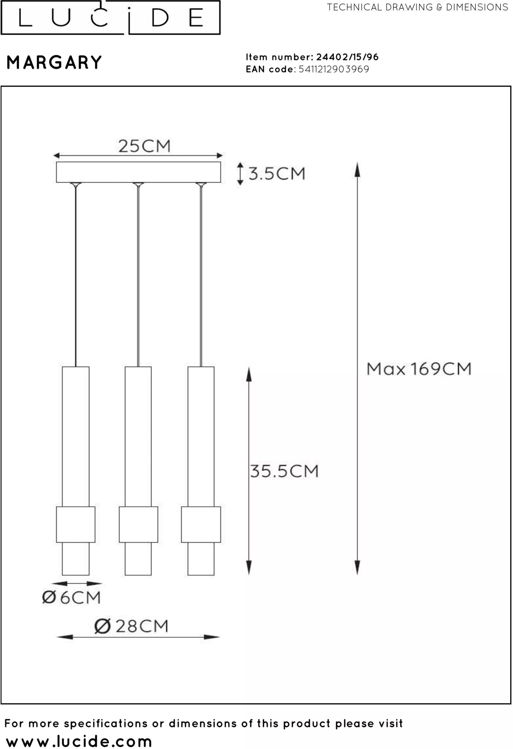 Margary Hanglamp Ø28 cm Led Dimb. - Koffie Lucide Hanglamp 24402/15/96