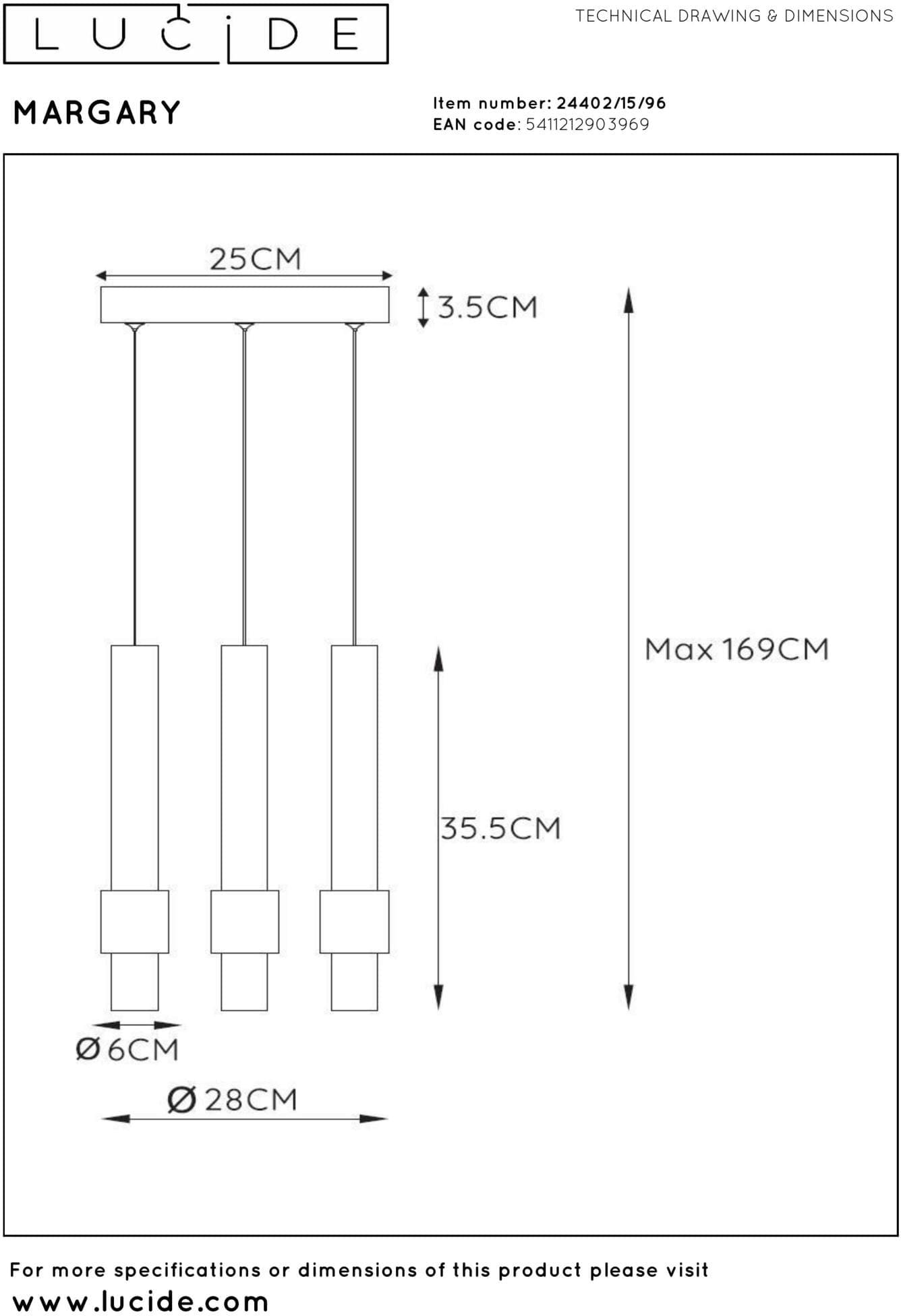 Margary Hanglamp Ø28 cm Led Dimb. - Koffie Lucide Hanglamp 24402/15/96