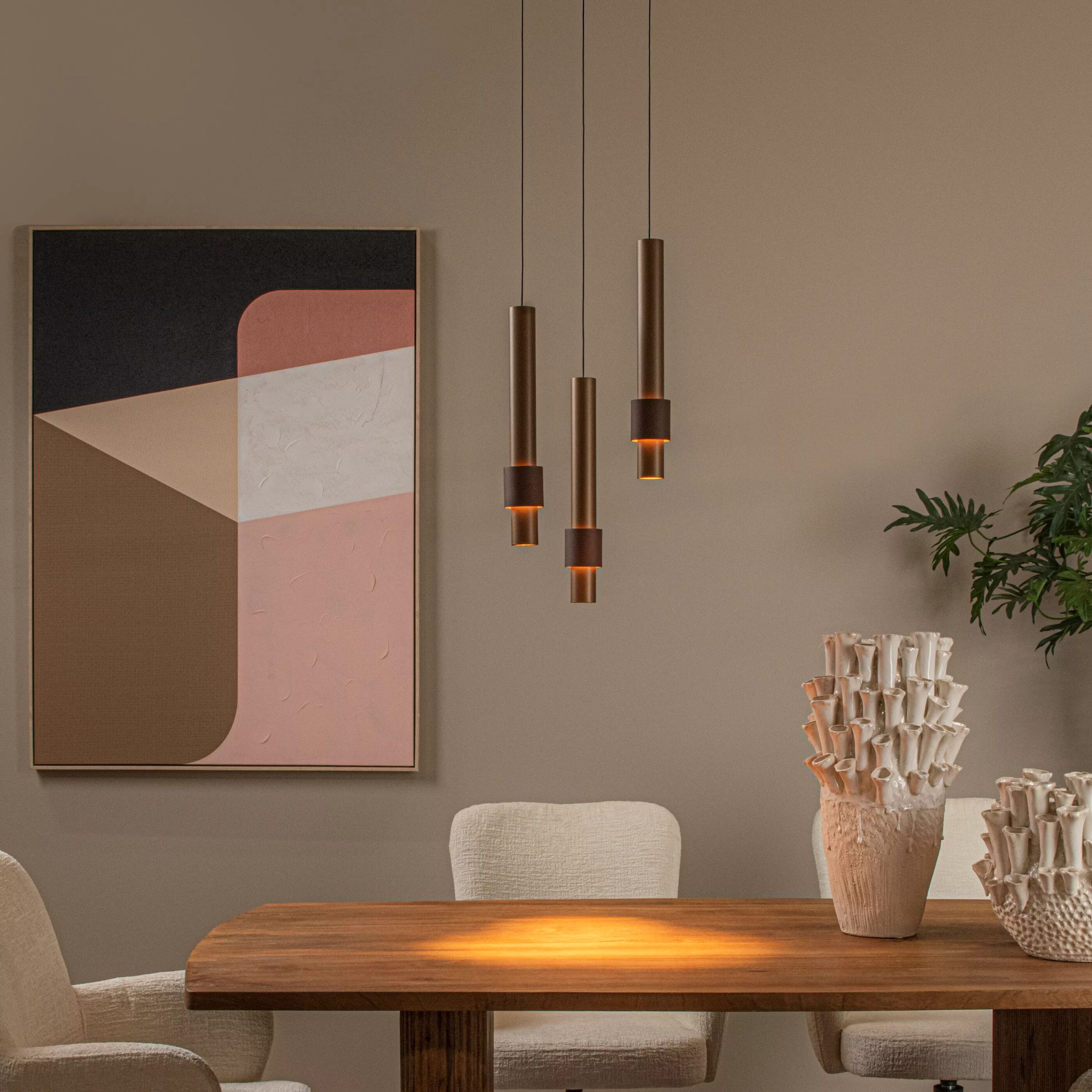 Margary Hanglamp Ø28 cm Led Dimb. - Koffie Lucide Hanglamp 24402/15/96