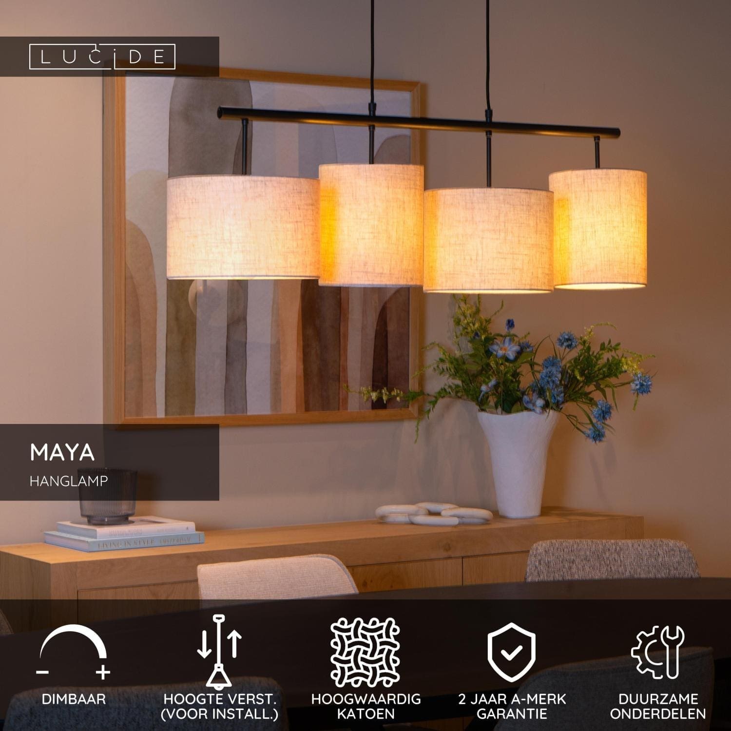 Maya Hanglamp - Beige Lucide Hanglamp 45409/04/38