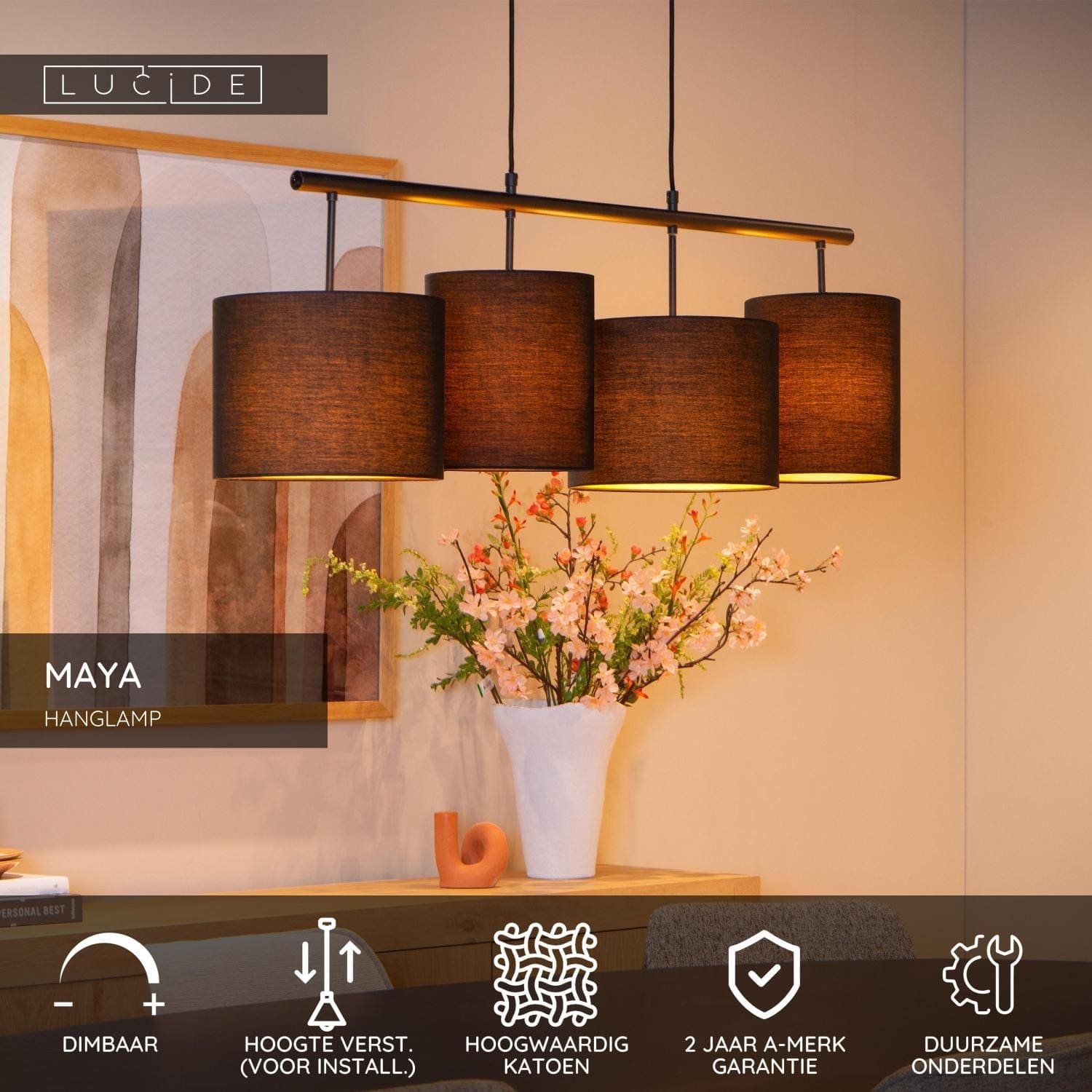 Maya Hanglamp - Zwart Lucide Hanglamp 45409/04/30