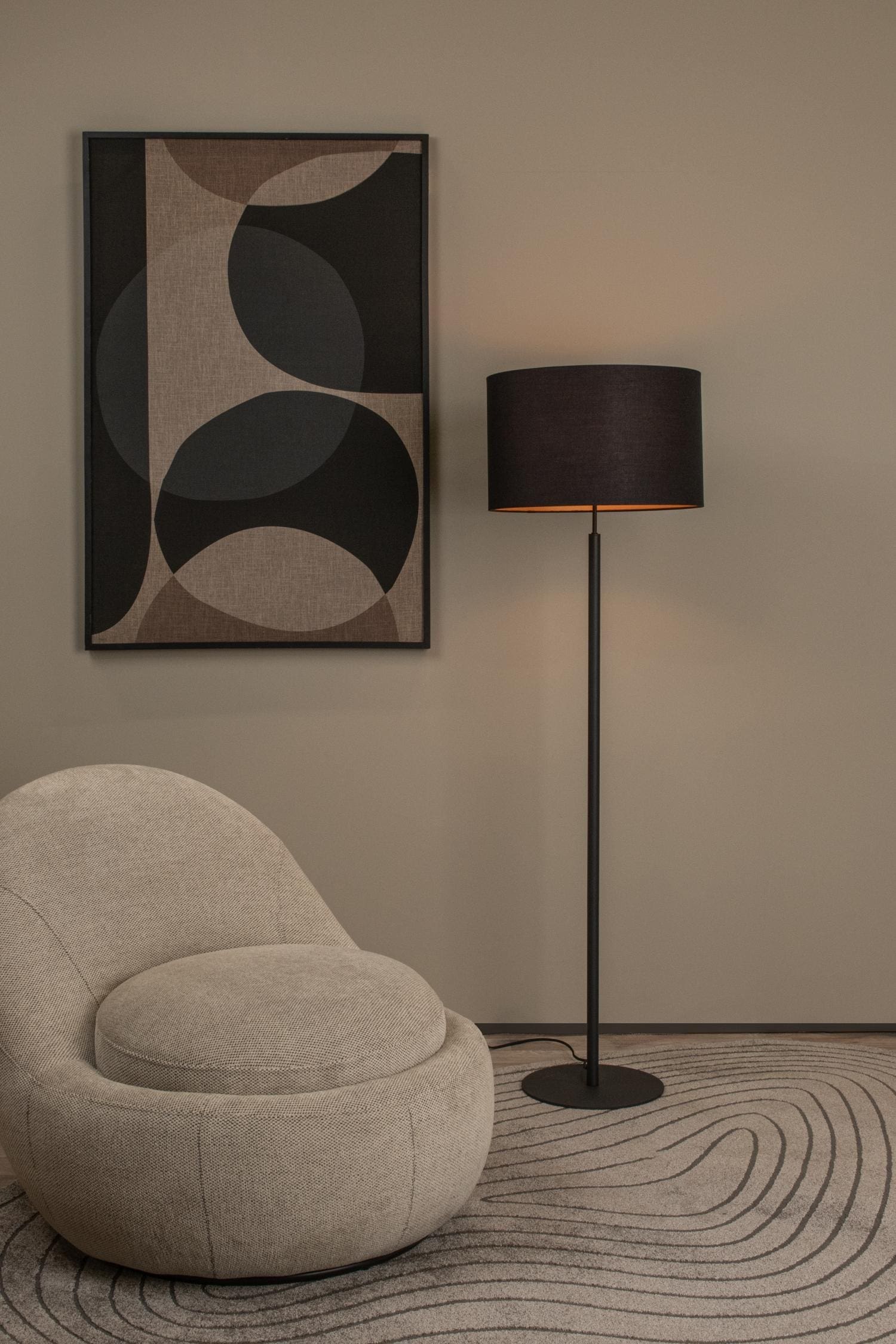 Maya Vloerlamp Ø45 cm - Zwart Lucide Vloerlamp 45709/81/30