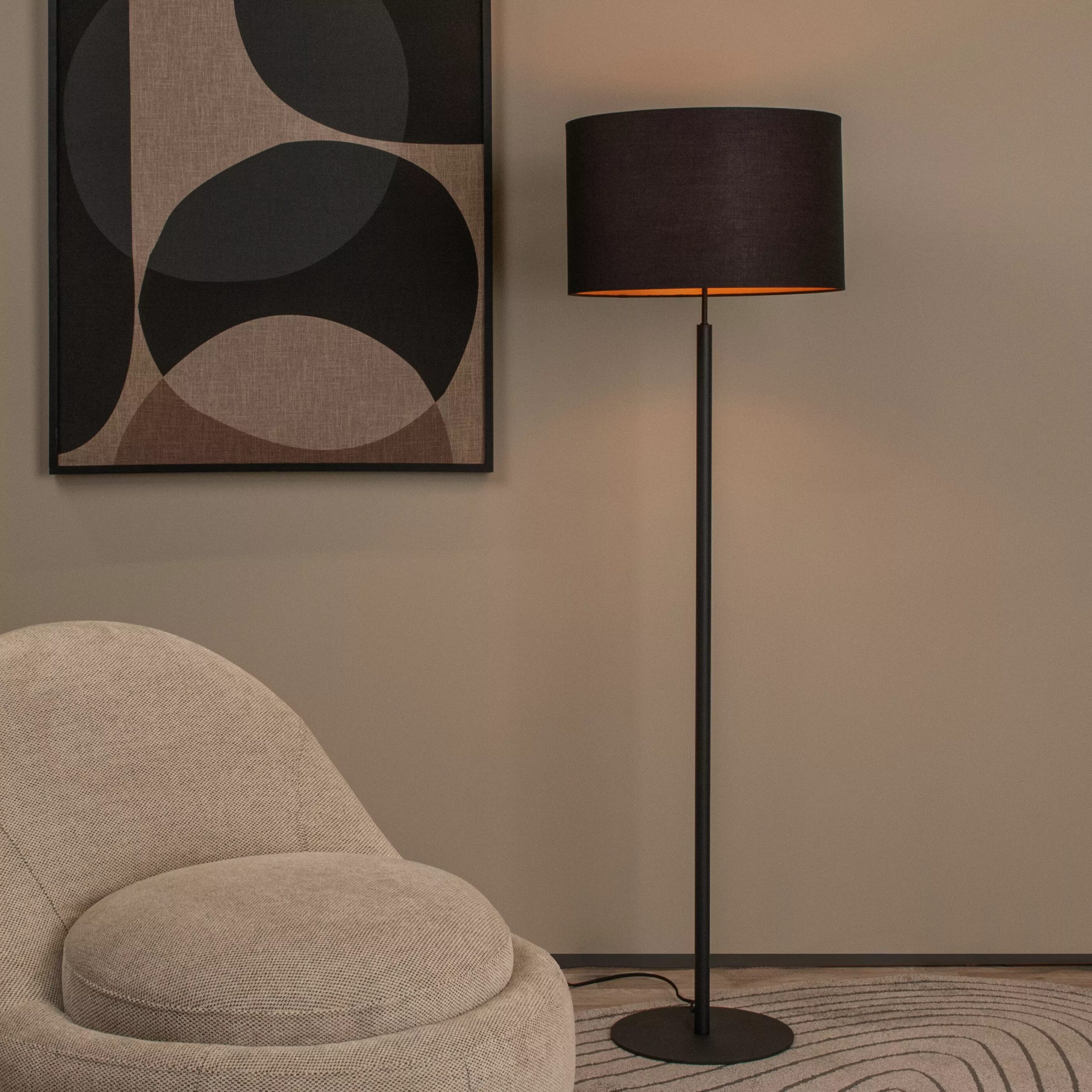 Maya Vloerlamp Ø45 cm - Zwart Lucide Vloerlamp 45709/81/30
