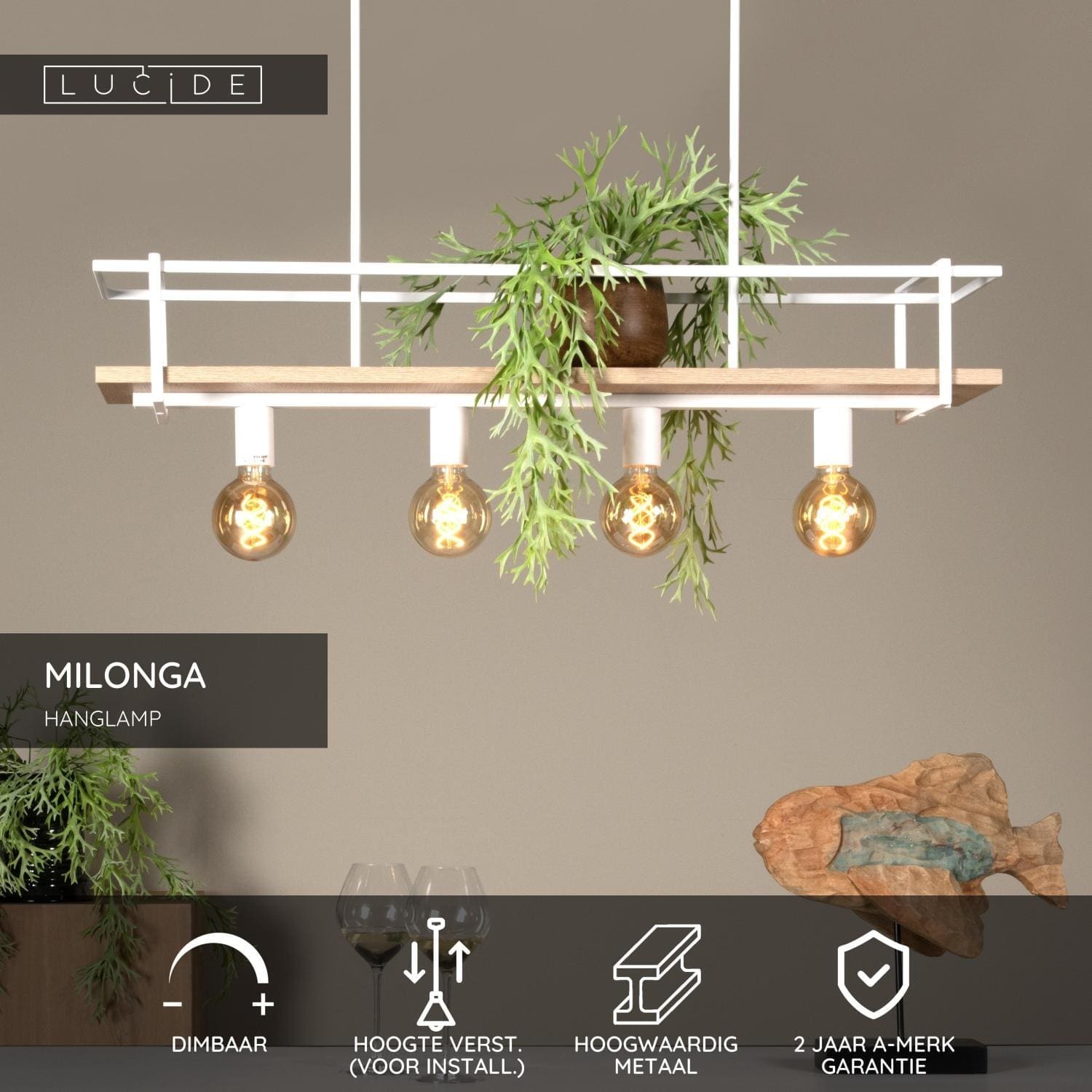 Milonga Hanglamp - Wit Lucide Hanglamp 21432/04/31