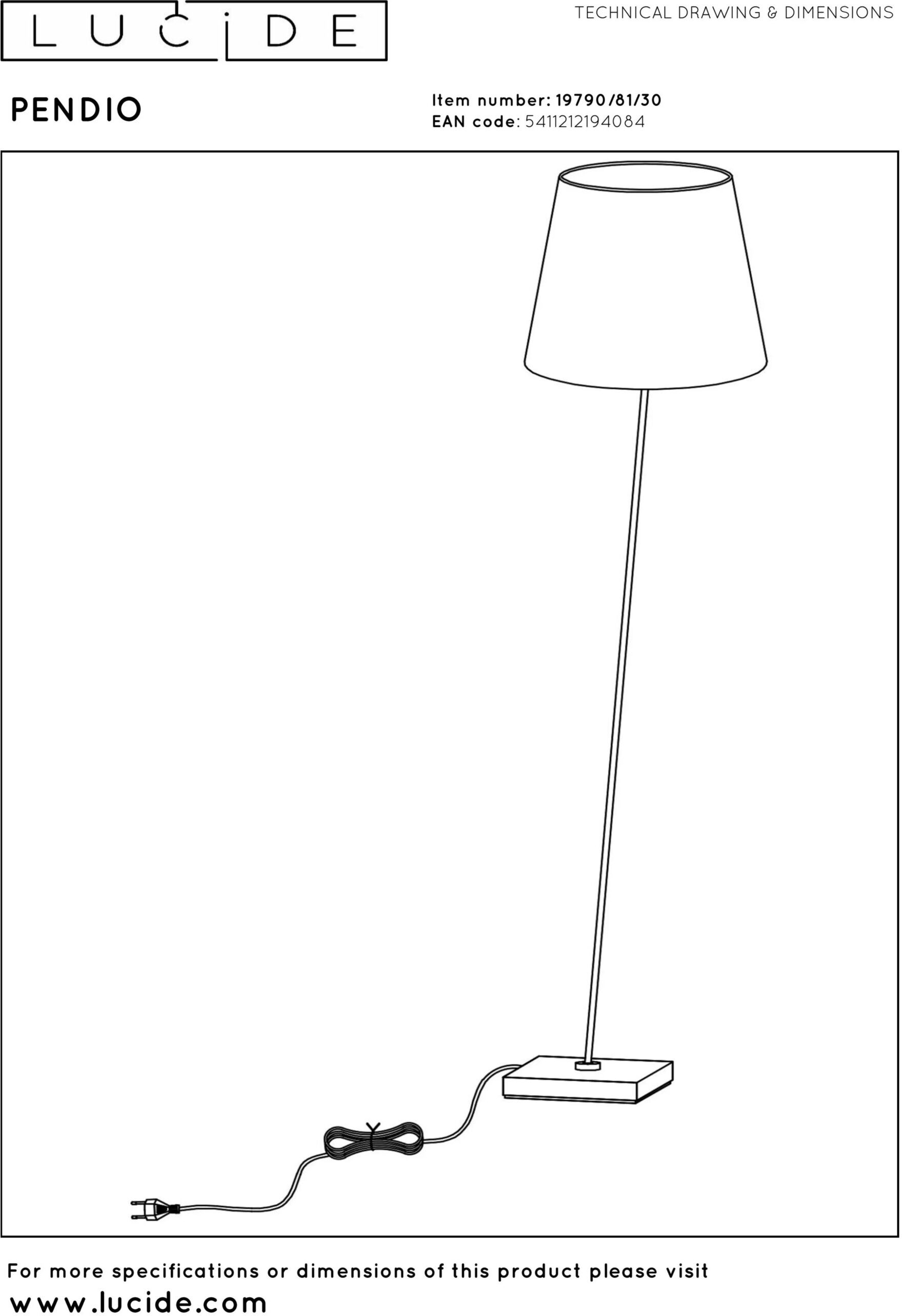 Pendio Vloerlamp - Zwart Lucide Vloerlamp 19790/81/30