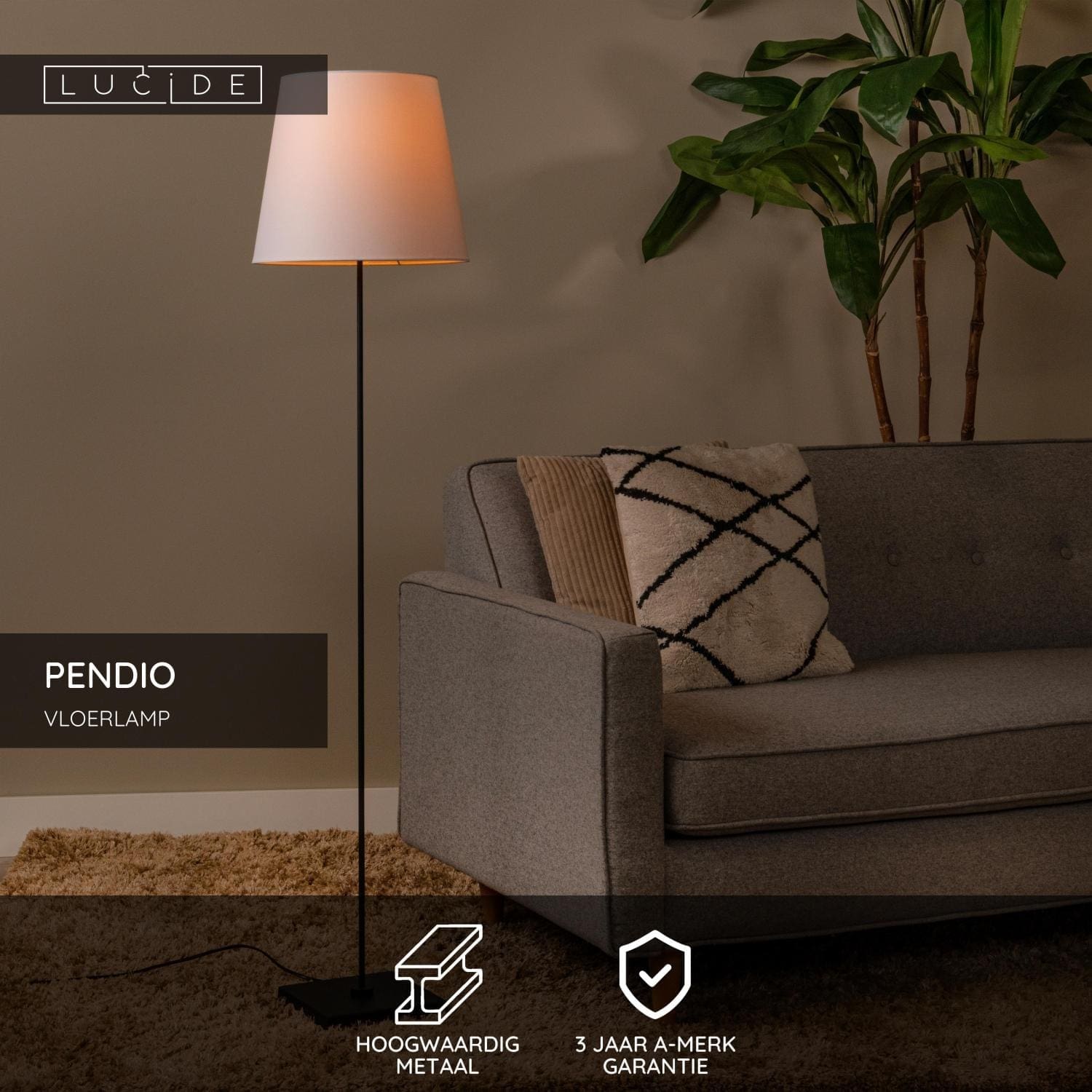 Pendio Vloerlamp - Zwart Lucide Vloerlamp 19790/81/30