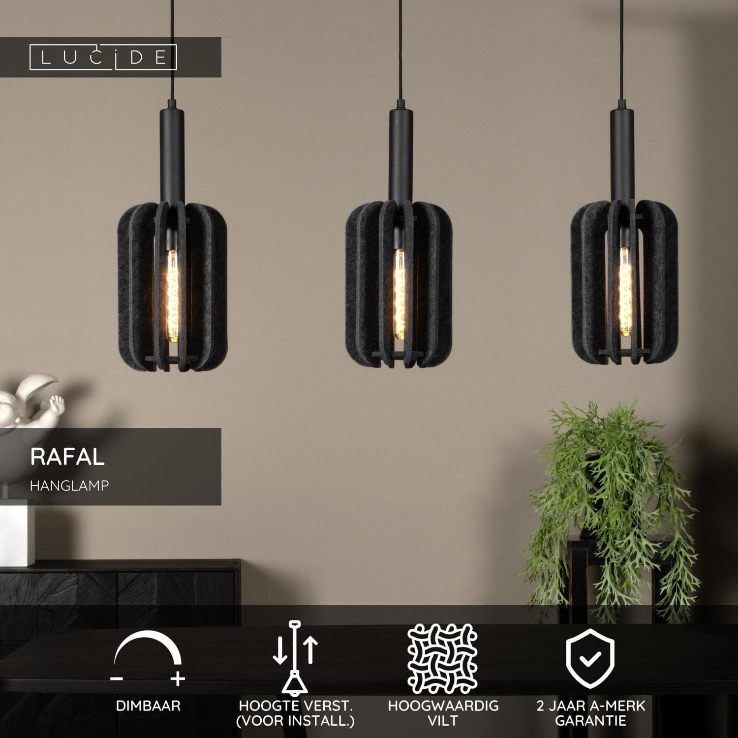 Rafal Hanglamp - Grijs Lucide Hanglamp 45492/03/36