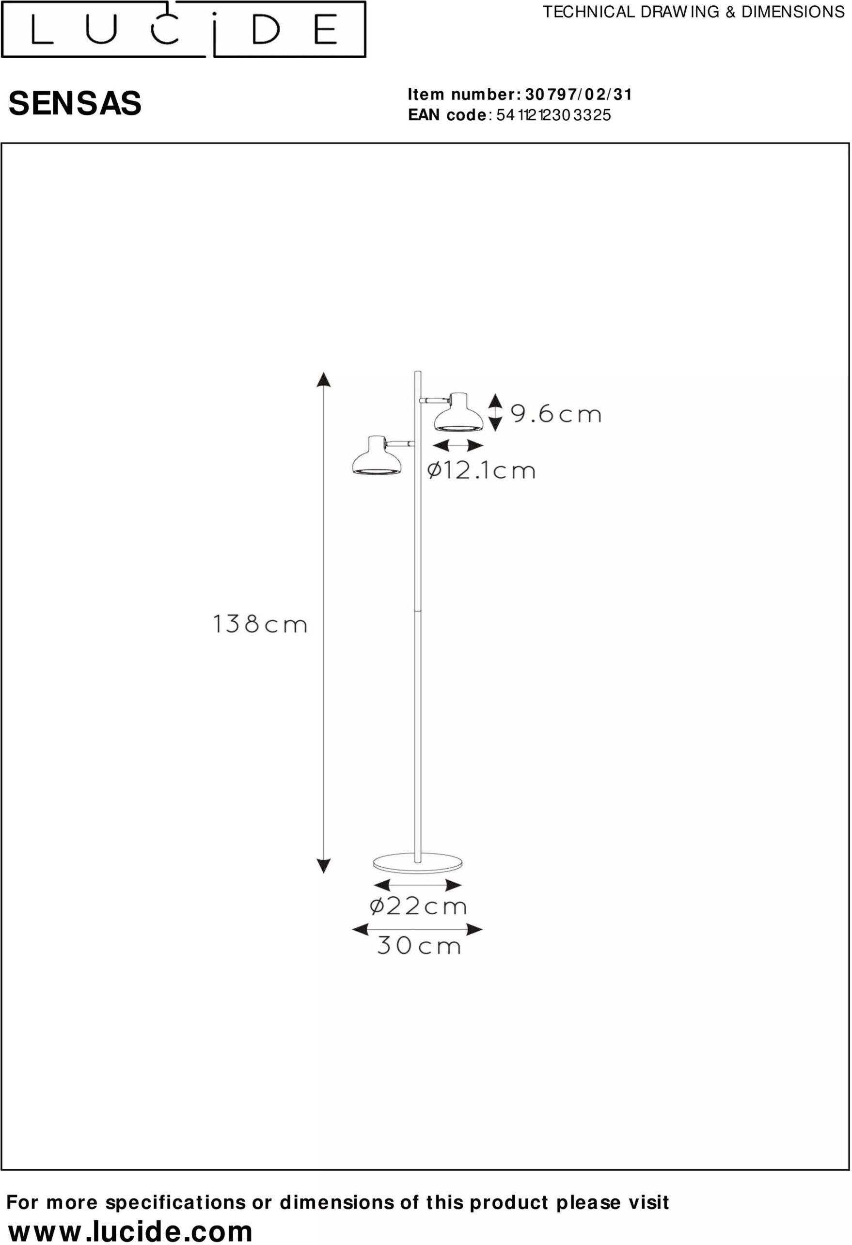 Sensas Vloerlamp - Wit Lucide Vloerlamp 30797/02/31