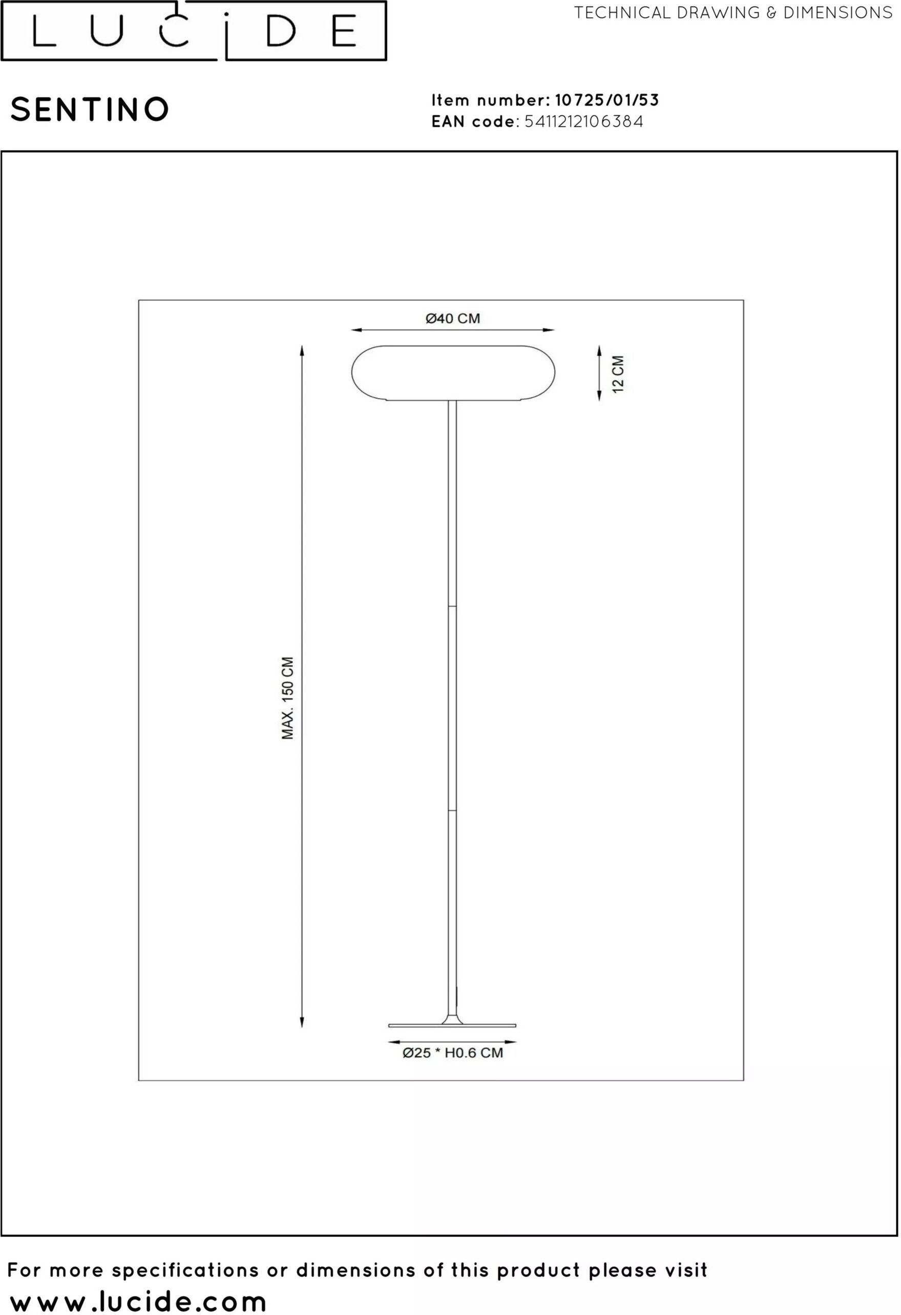 Sentino Vloerlamp Ø40 cm - Oranje Lucide Vloerlamp 10725/01/53