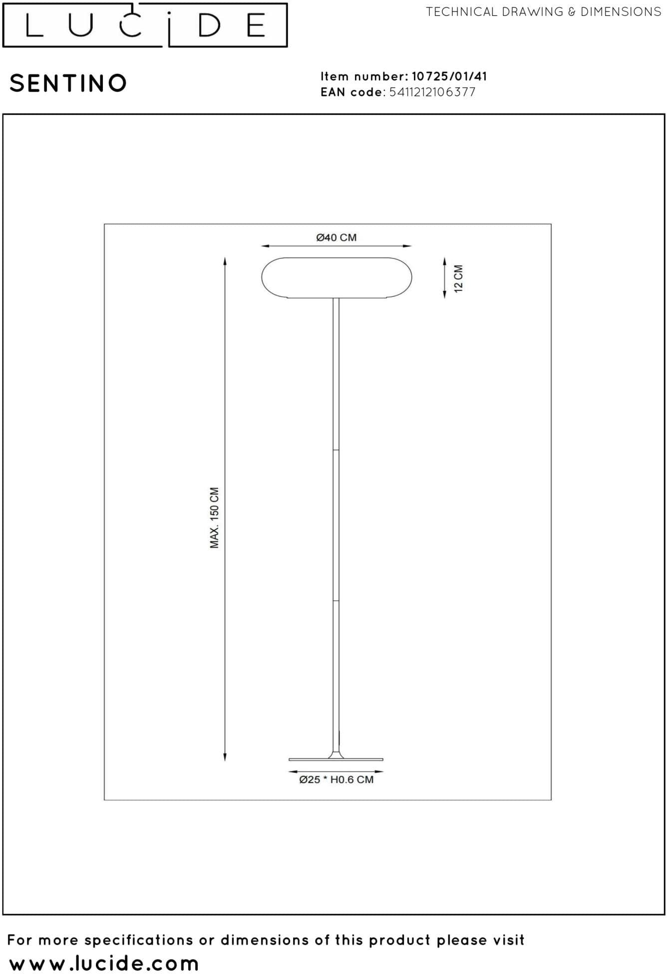 Sentino Vloerlamp Ø40 cm - Taupe Lucide Vloerlamp 10725/01/41