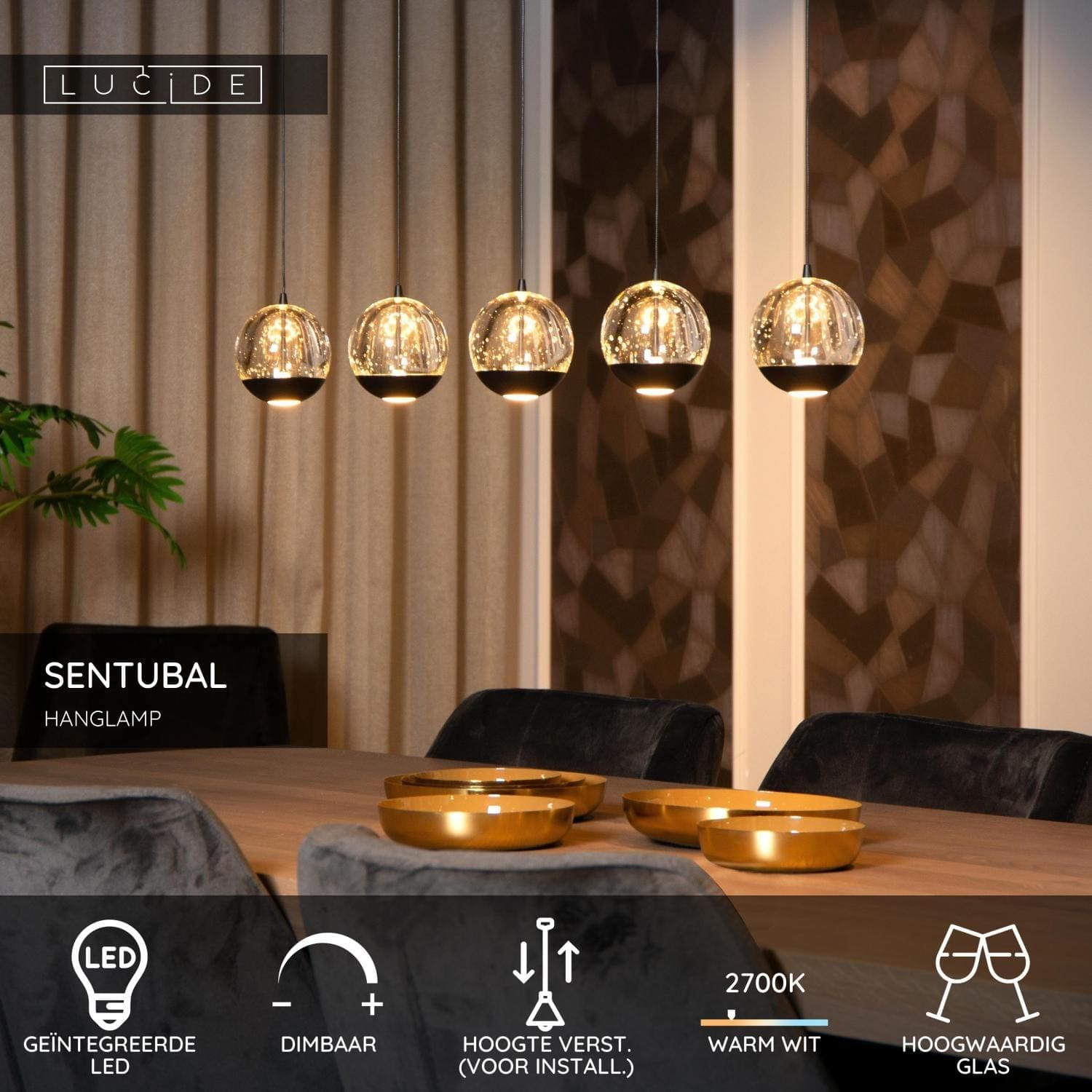 Sentubal Hanglamp Led Dimb. - Zwart Lucide Hanglamp 13498/25/30