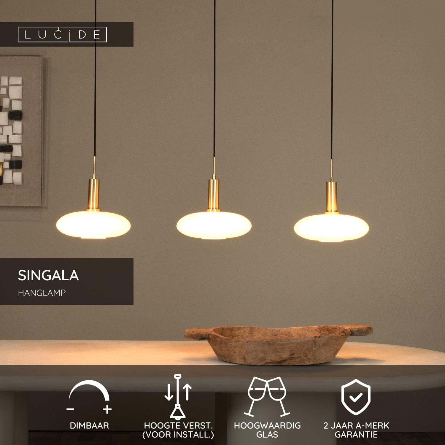 Singala Hanglamp - Mat Goud / Messing Lucide Hanglamp 25413/03/02