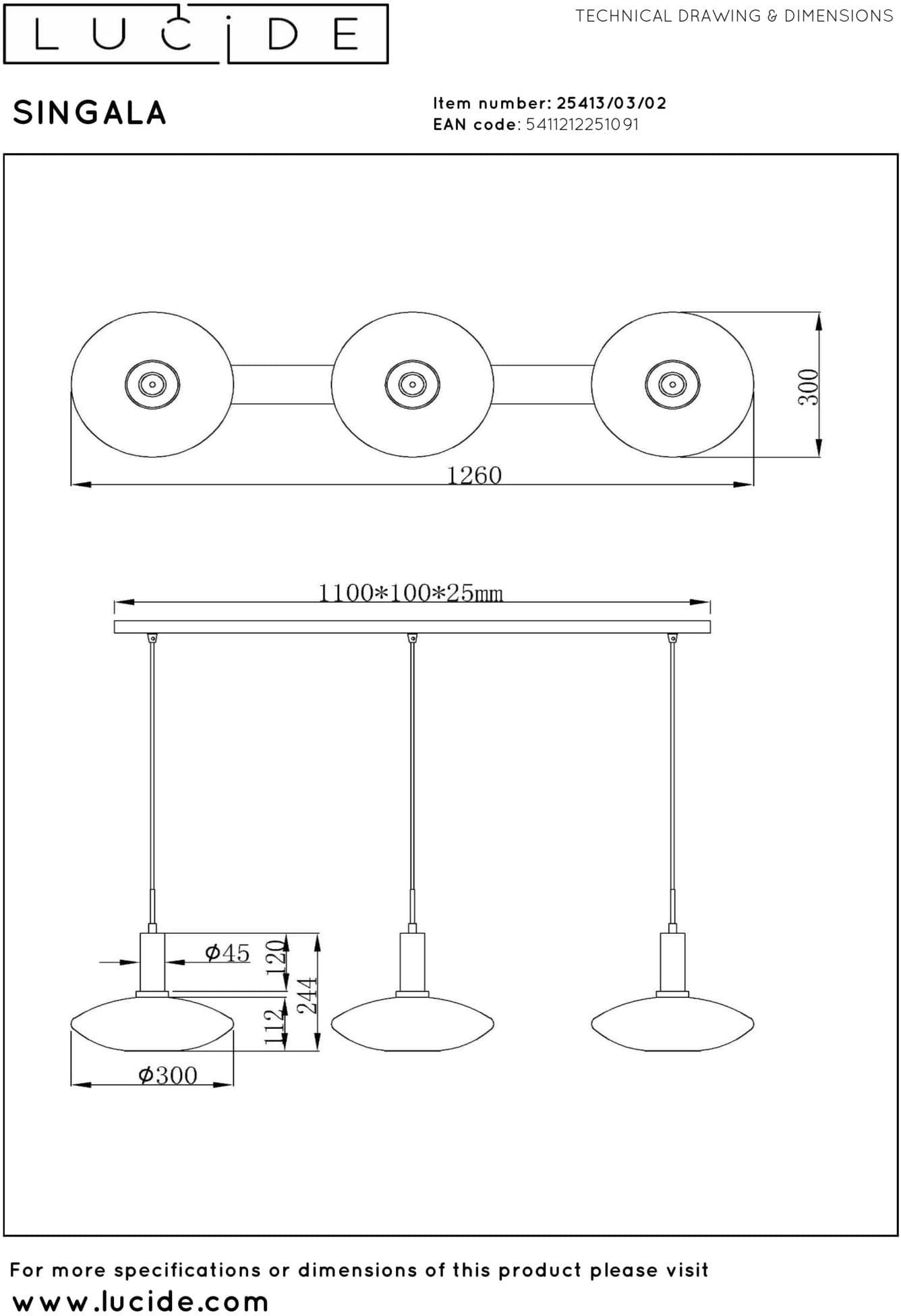 Singala Hanglamp - Mat Goud / Messing Lucide Hanglamp 25413/03/02