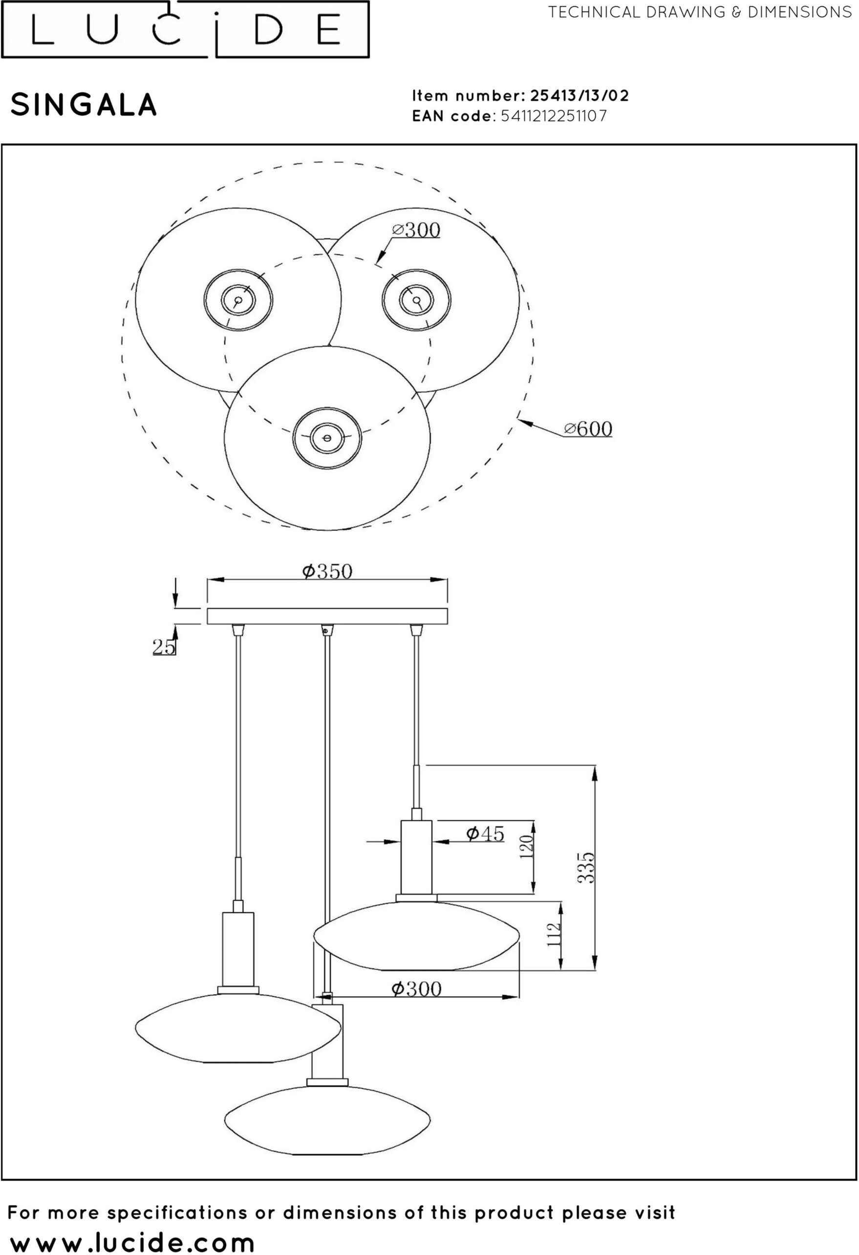 Singala Hanglamp Ø55 cm - Mat Goud / Messing Lucide Hanglamp 25413/13/02