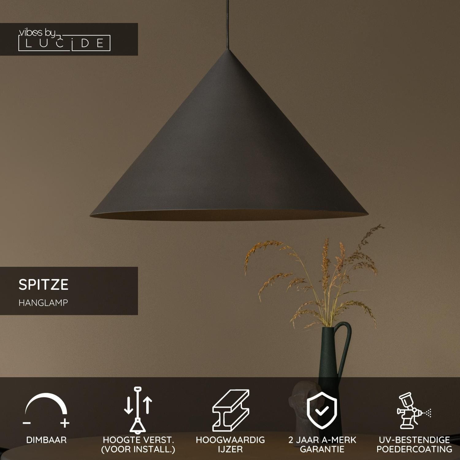 Spitze Hanglamp Ø60 cm - Grijs | Vibes Lucide Hanglamp 21440/60/36