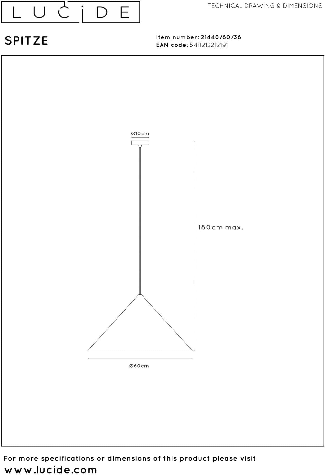 Spitze Hanglamp Ø60 cm - Grijs | Vibes Lucide Hanglamp 21440/60/36