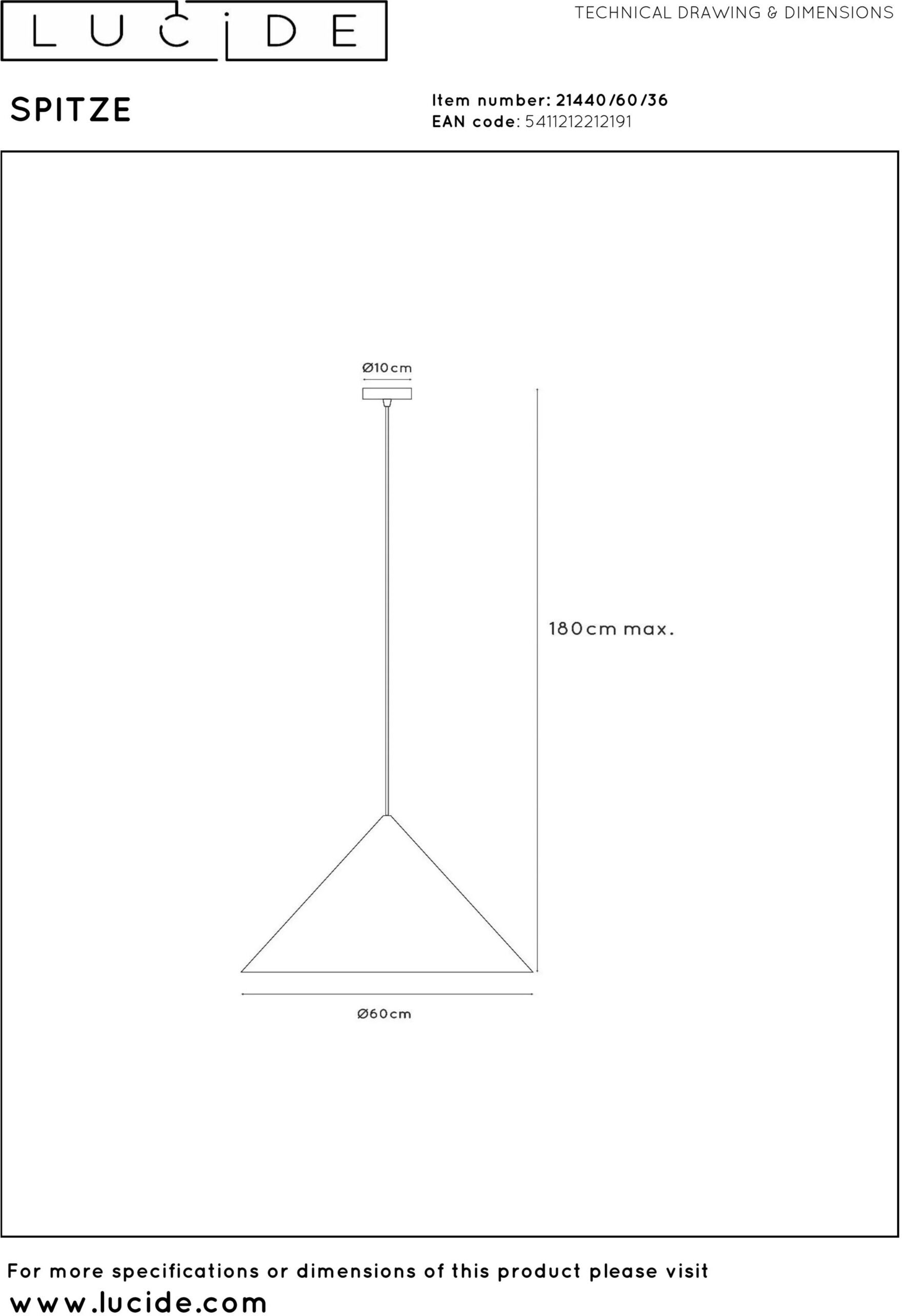 Spitze Hanglamp Ø60 cm - Grijs | Vibes Lucide Hanglamp 21440/60/36