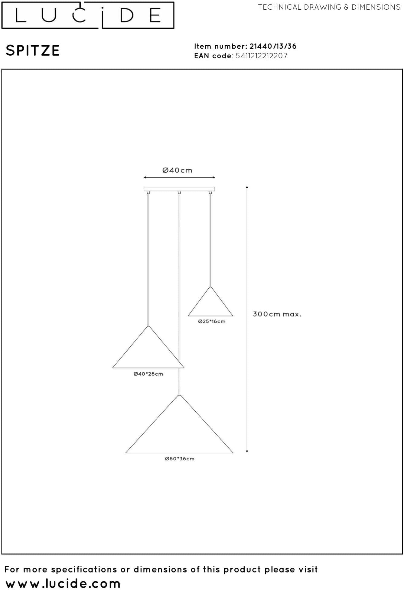 Spitze Hanglamp Ø68 cm - Grijs | Vibes Lucide Hanglamp 21440/13/36