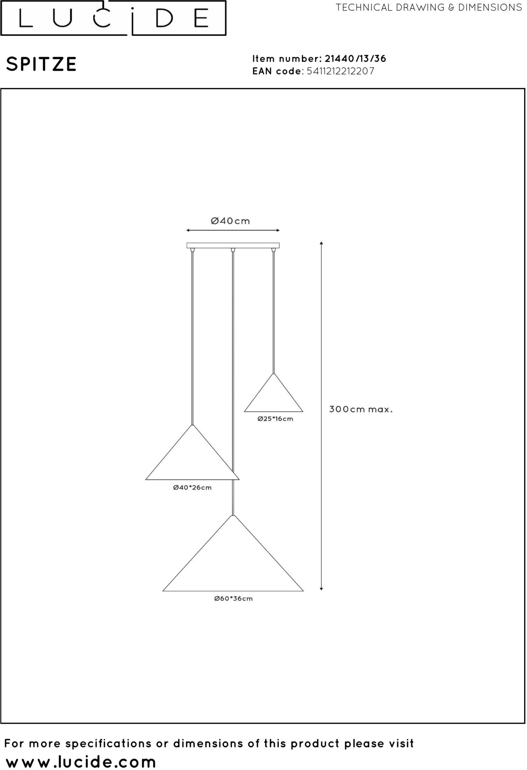 Spitze Hanglamp Ø68 cm - Grijs | Vibes Lucide Hanglamp 21440/13/36