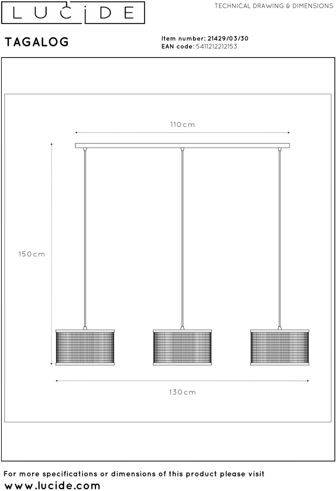 Tagalog Hanglamp Ø40 cm - Zwart | Essential Lucide Hanglamp 21429/03/30