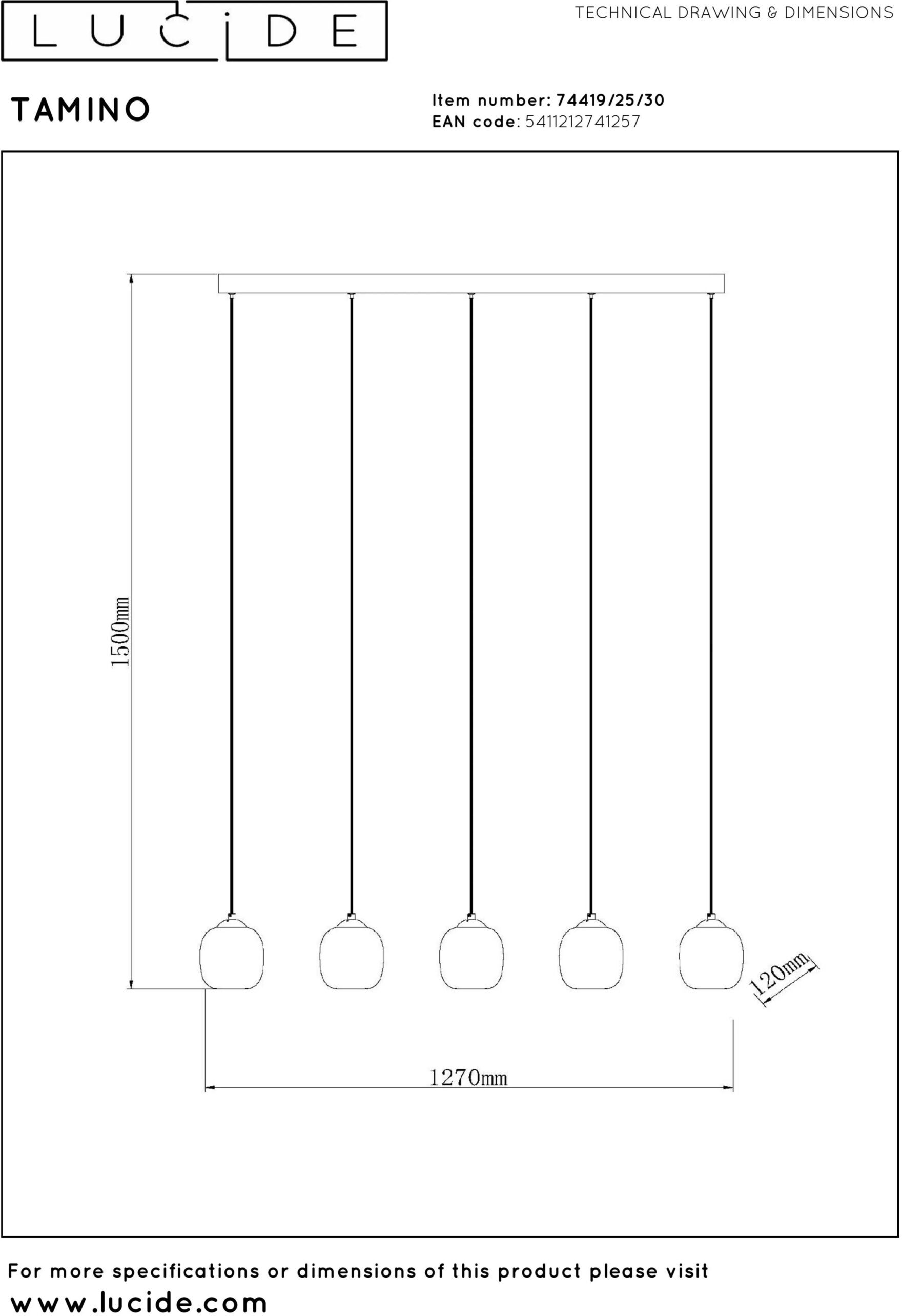 Tamino Hanglamp Led Dimb. - Zwart Lucide Hanglamp 74419/25/30