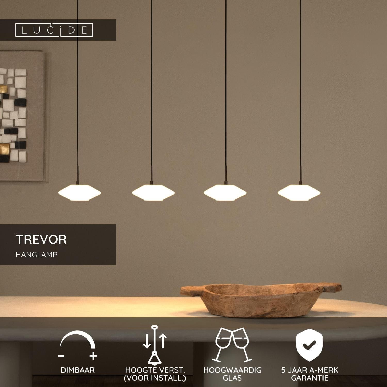 Trevor Hanglamp - Opaal Lucide Hanglamp 25414/04/61
