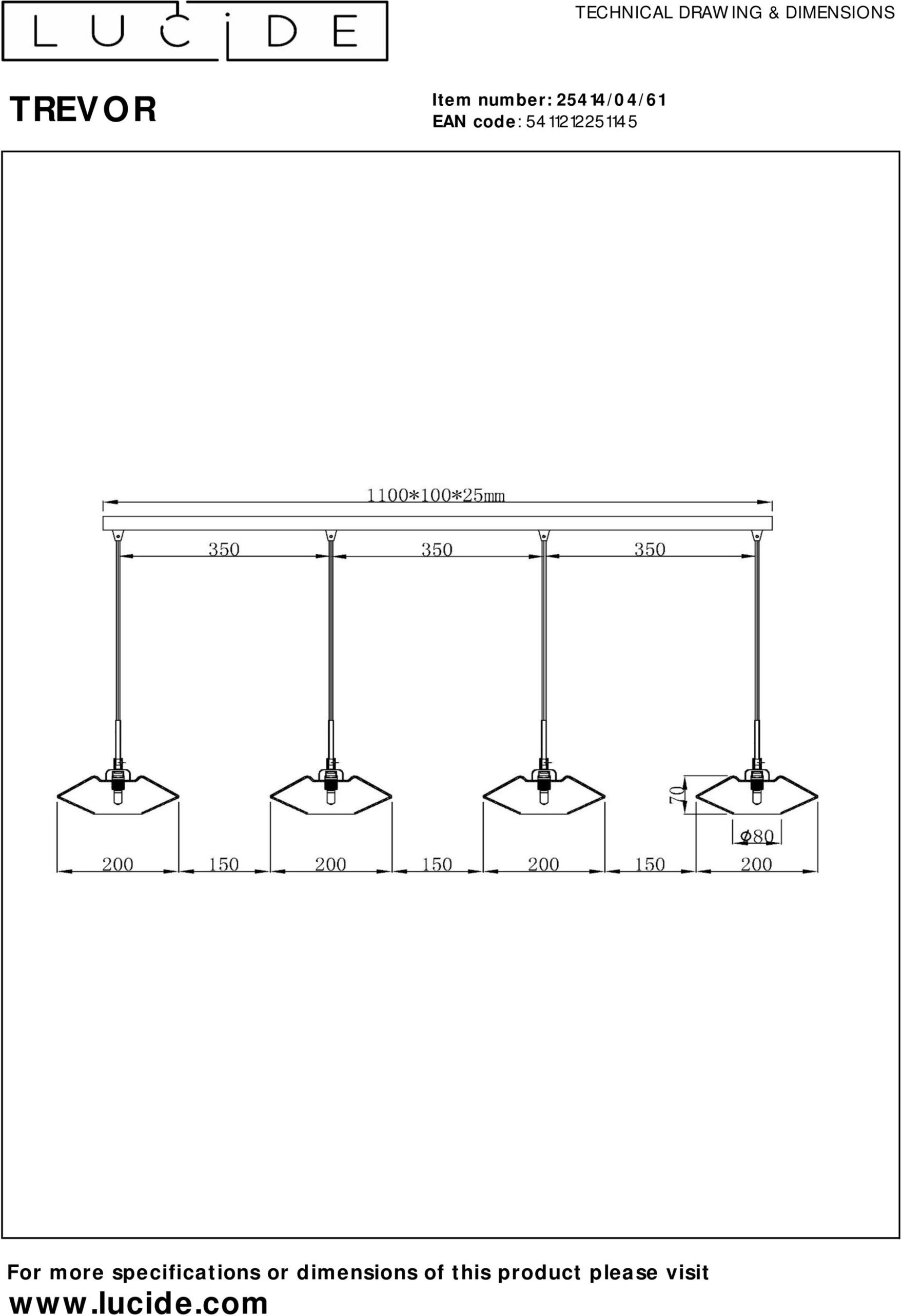 Trevor Hanglamp - Opaal Lucide Hanglamp 25414/04/61