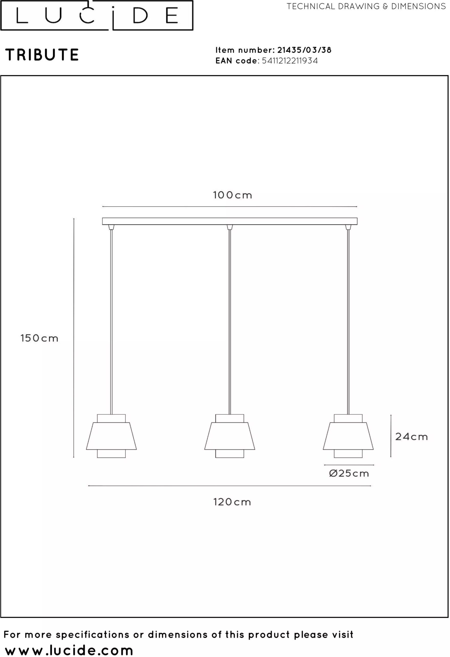 Tribute Hanglamp - Beige Lucide Hanglamp 21435/03/38