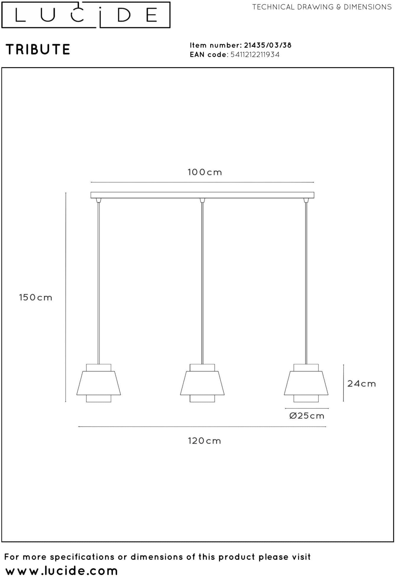 Tribute Hanglamp - Beige Lucide Hanglamp 21435/03/38