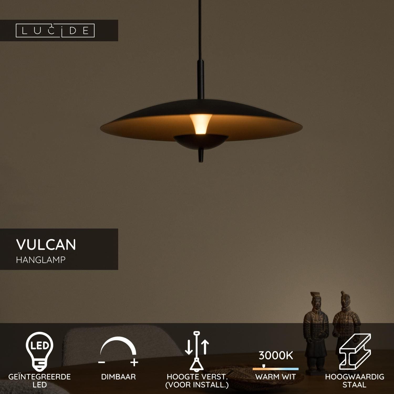 Vulcan Hanglamp Ø47 cm Led Dimb. - Zwart Lucide Hanglamp 30461/09/30