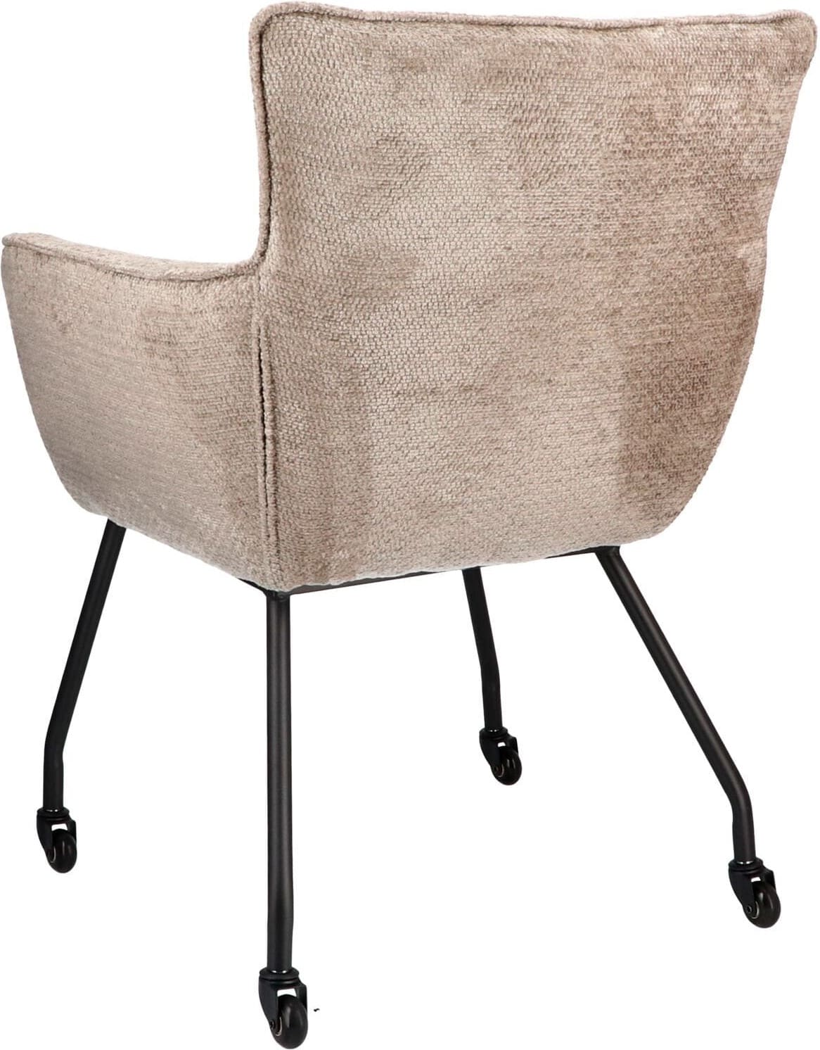 Pronto Wonen Eetkamerstoel Novile beige met wiel Beige|Wit Eetkamerstoel