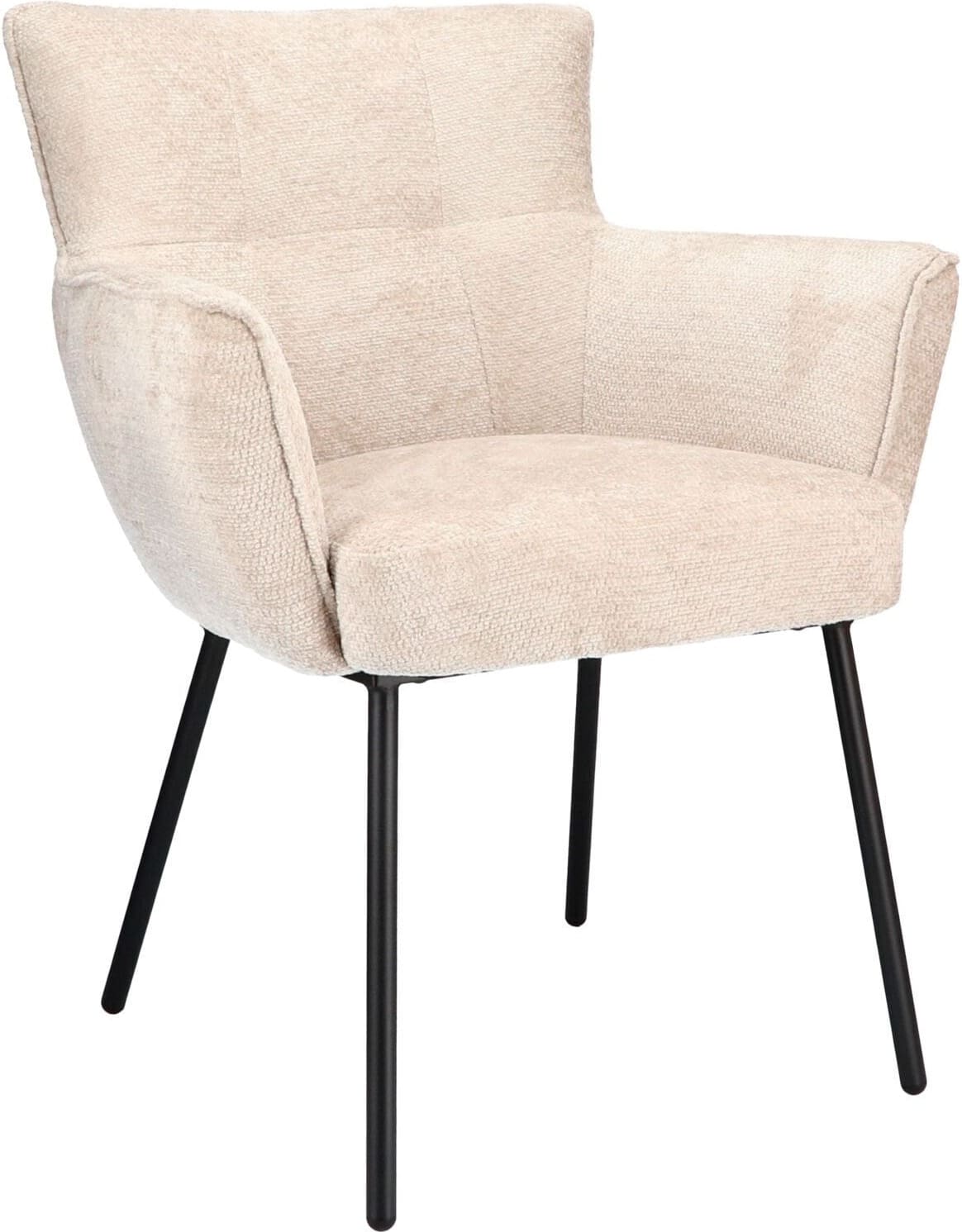 Pronto Wonen Eetkamerstoel Novile ecru Beige|Wit Eetkamerstoel