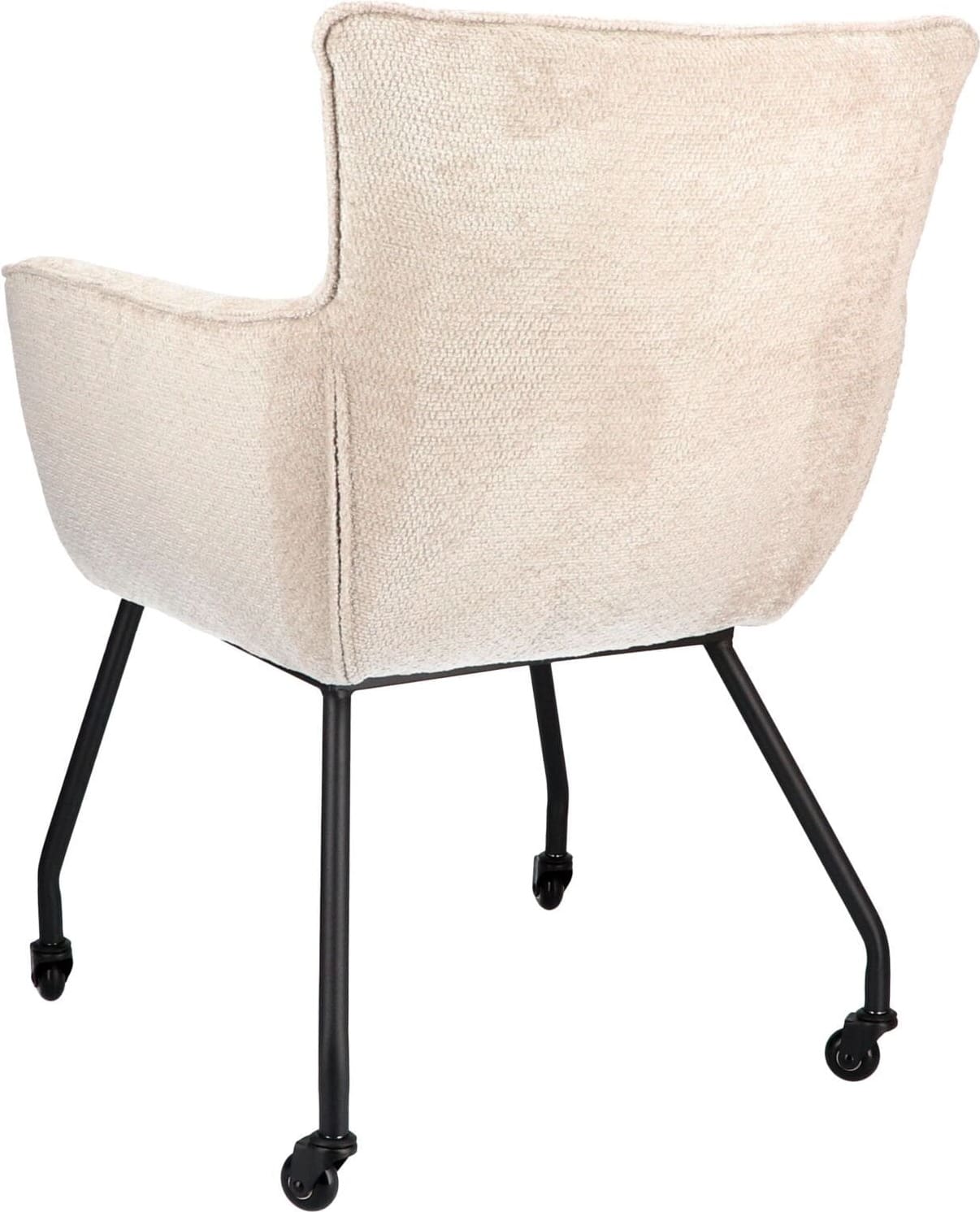 Pronto Wonen Eetkamerstoel Novile ecru met wiel Beige|Wit Eetkamerstoel